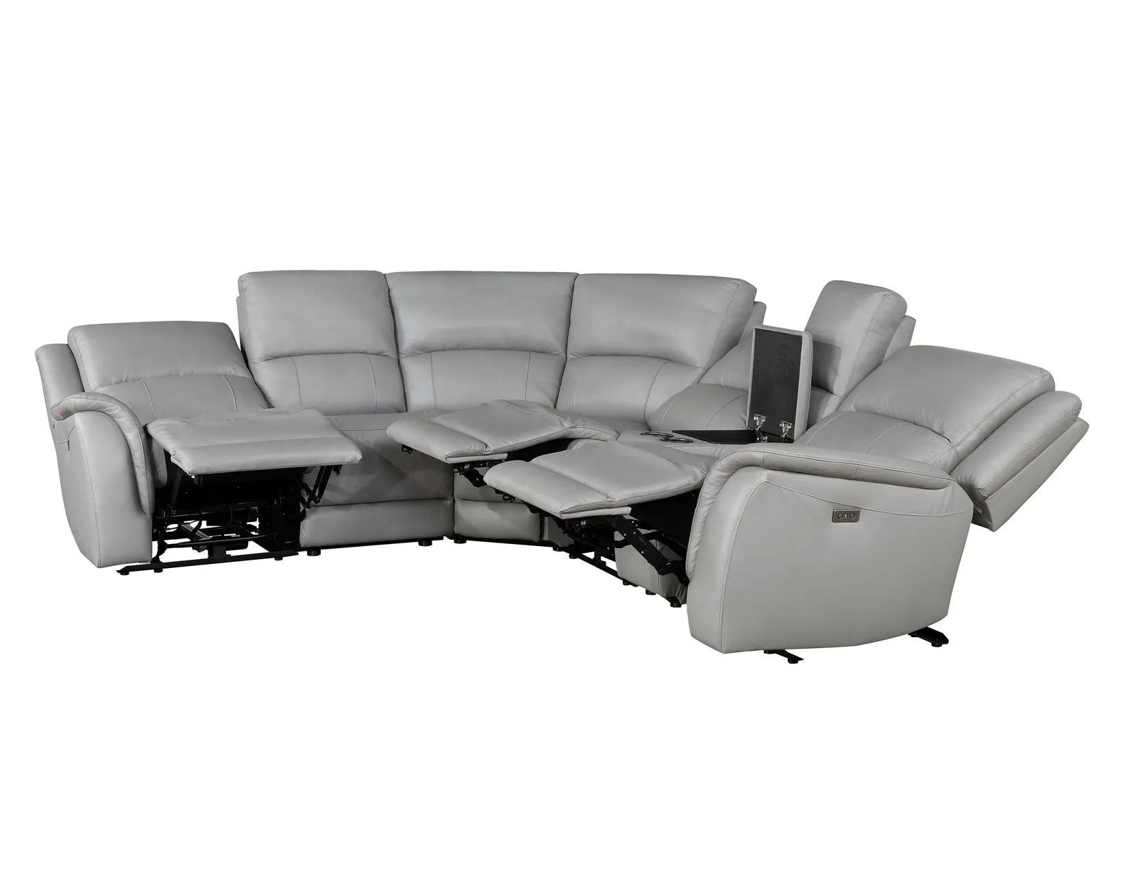 Alexandria Stone Top-Grain Leather 6-Piece Power Reclining Set - Image 6
