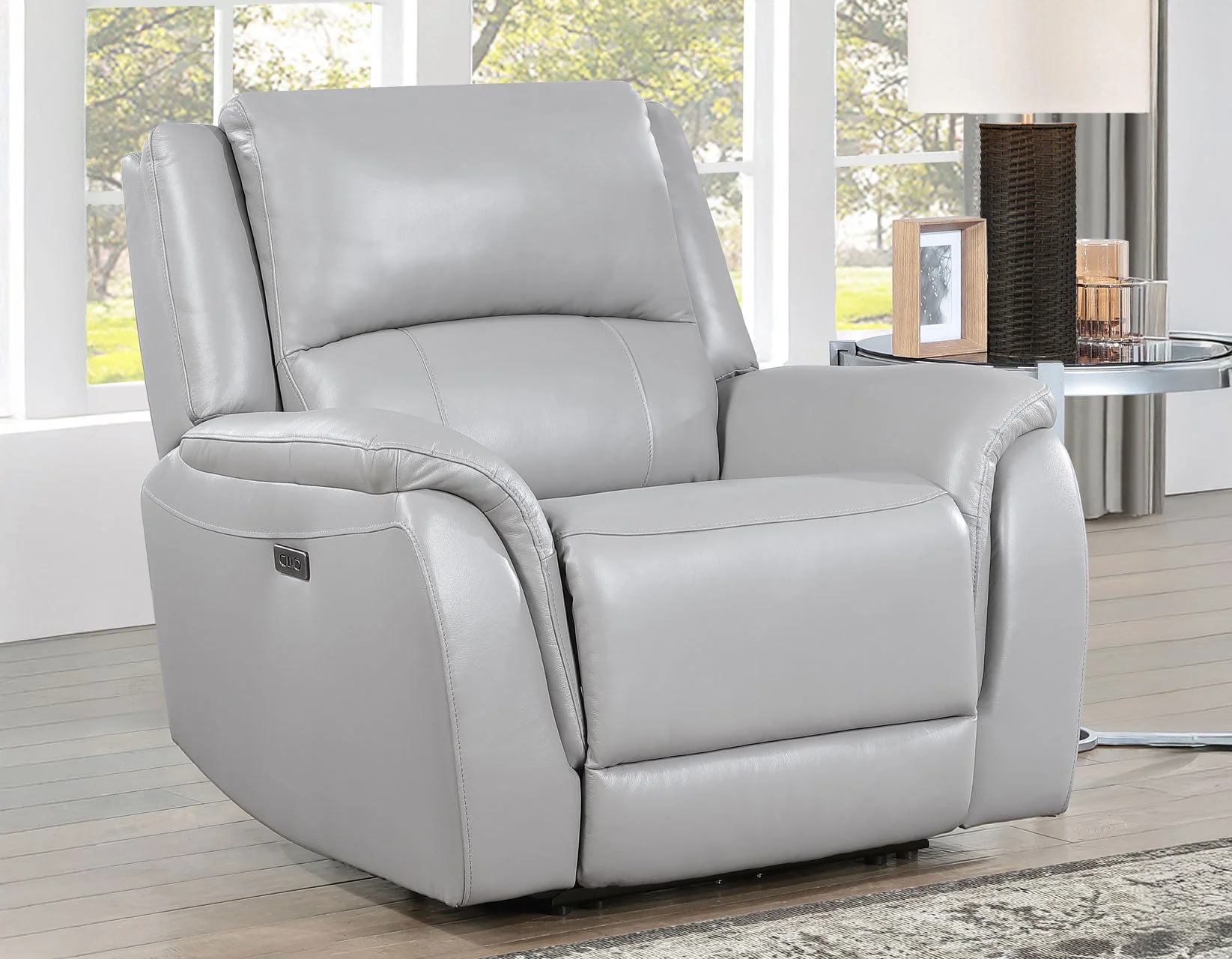 Alexandria Stone Top-Grain Leather Power Recliner