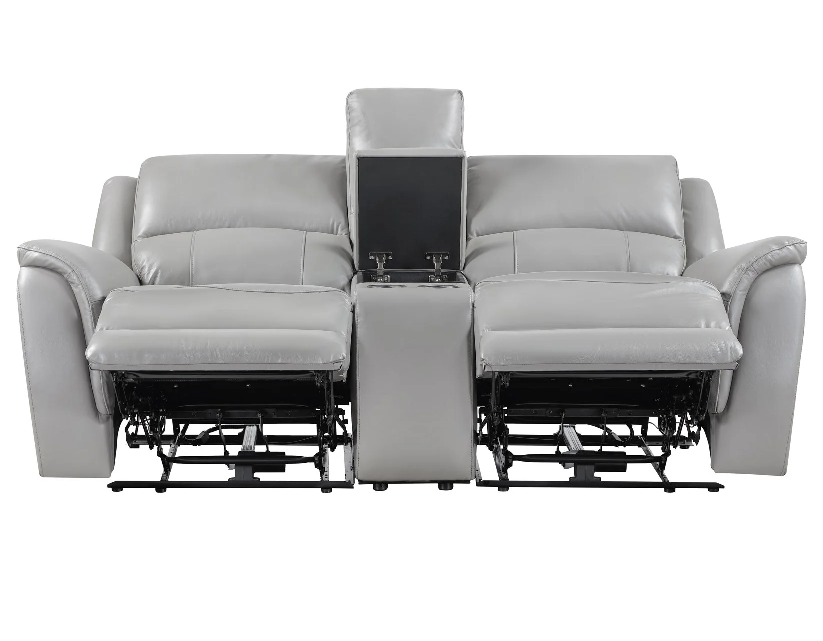 Alexandria Stone Top-Grain Leather Power Reclining Console Loveseat - Image 4