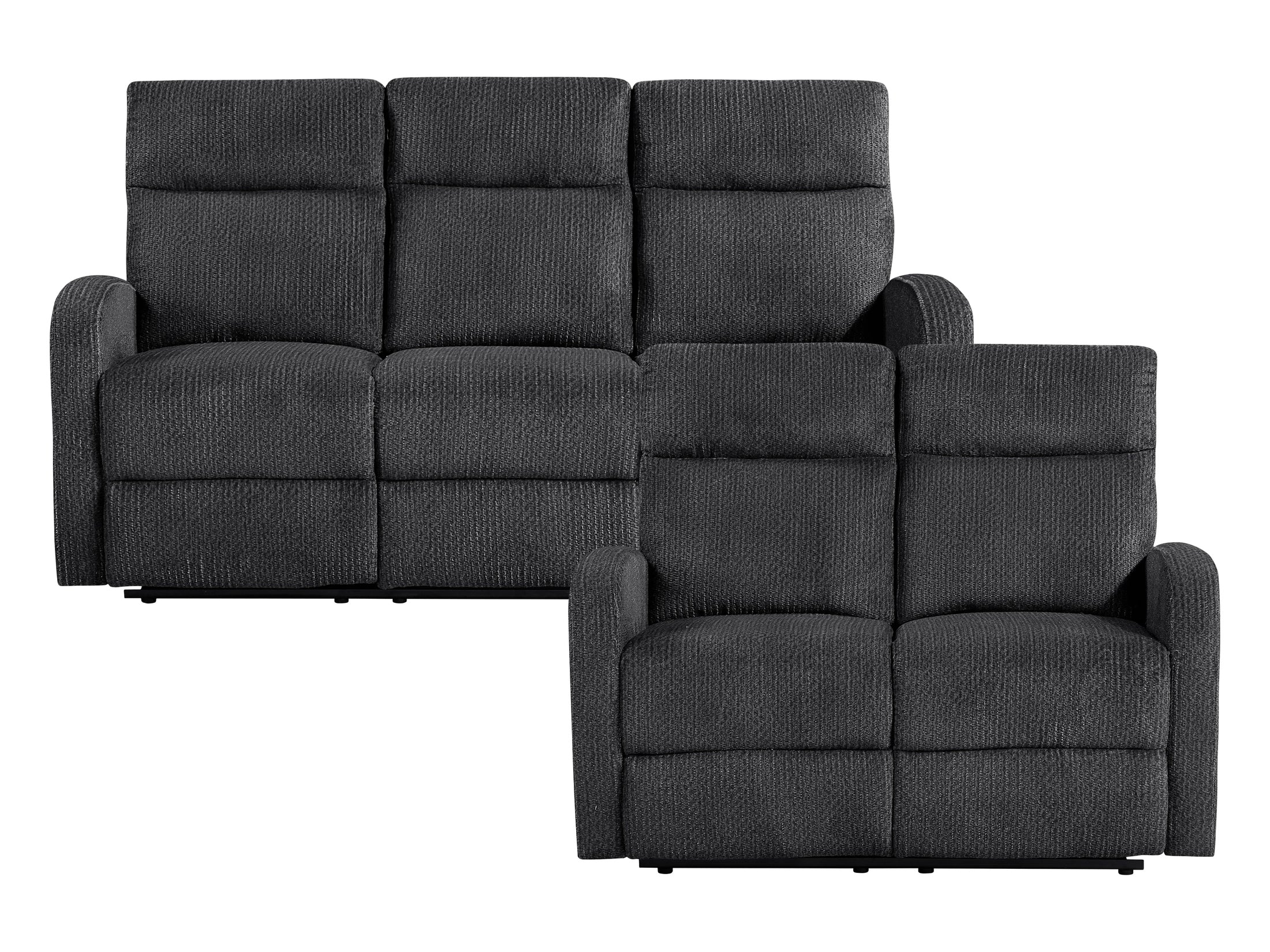 Allen Dark Gray Double Reclining Sofa and Loveseat