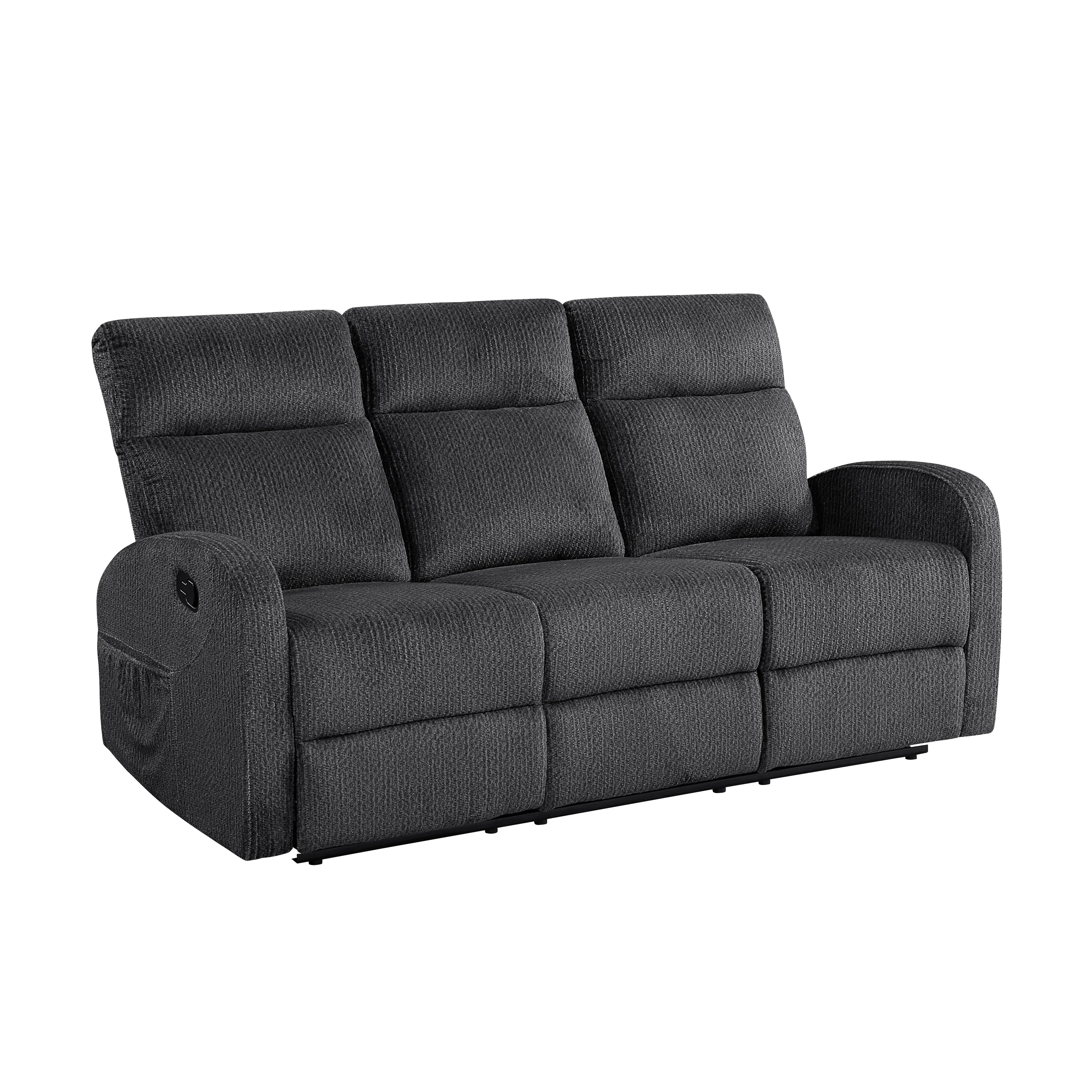Allen Dark Gray Double Reclining Sofa and Loveseat - Image 3