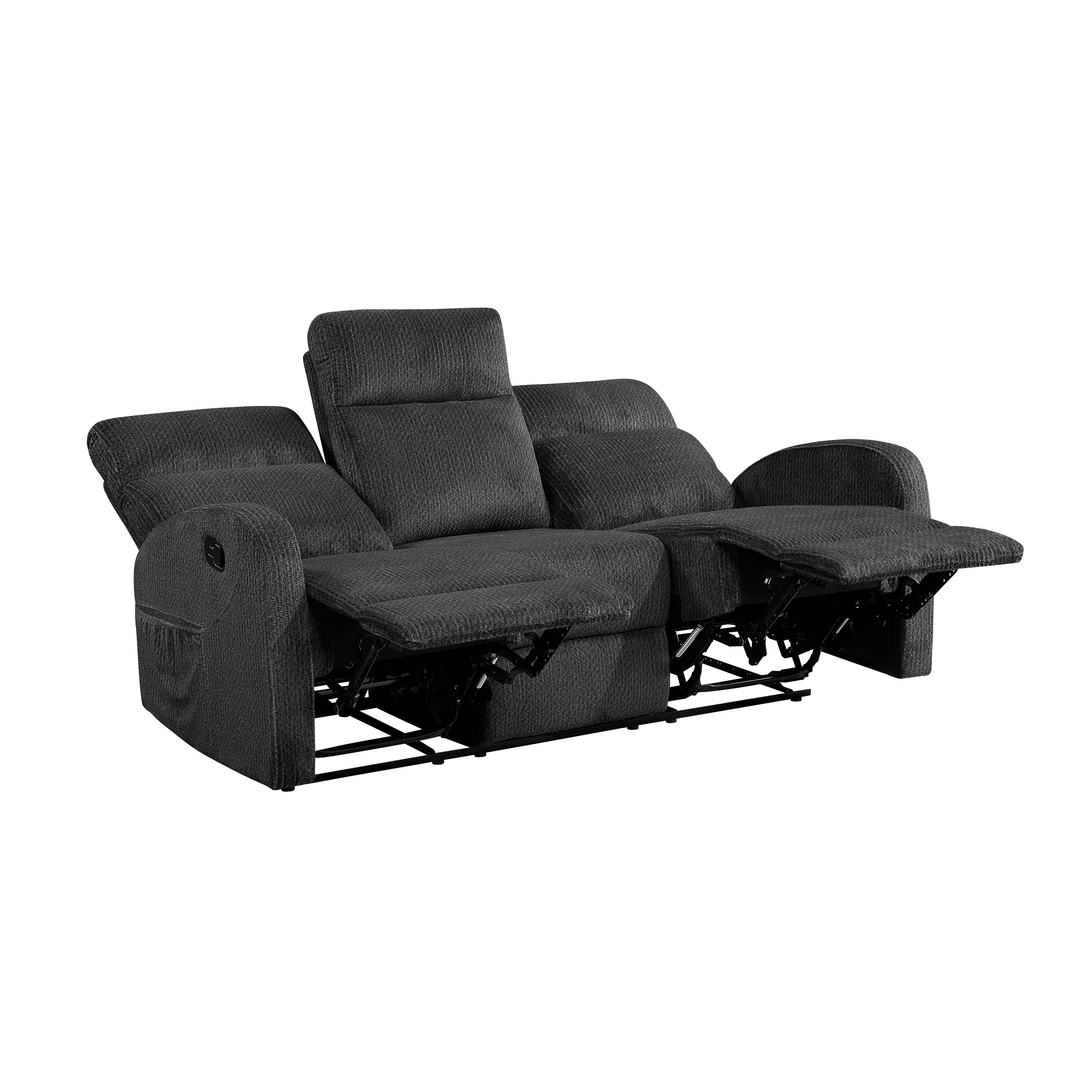 Allen Dark Gray Double Reclining Sofa and Loveseat - Image 5