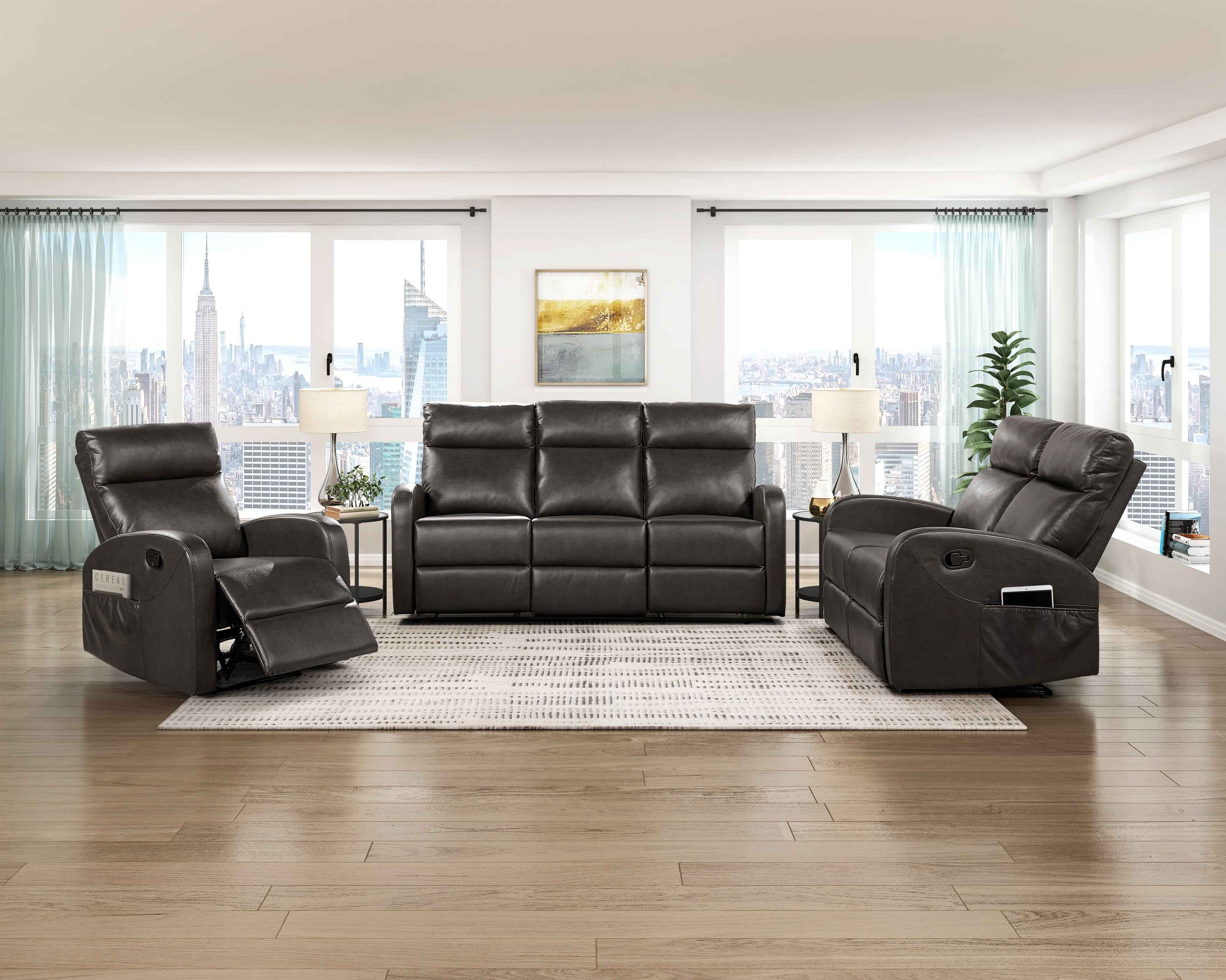 Allen Espresso Reclining Living Room Set