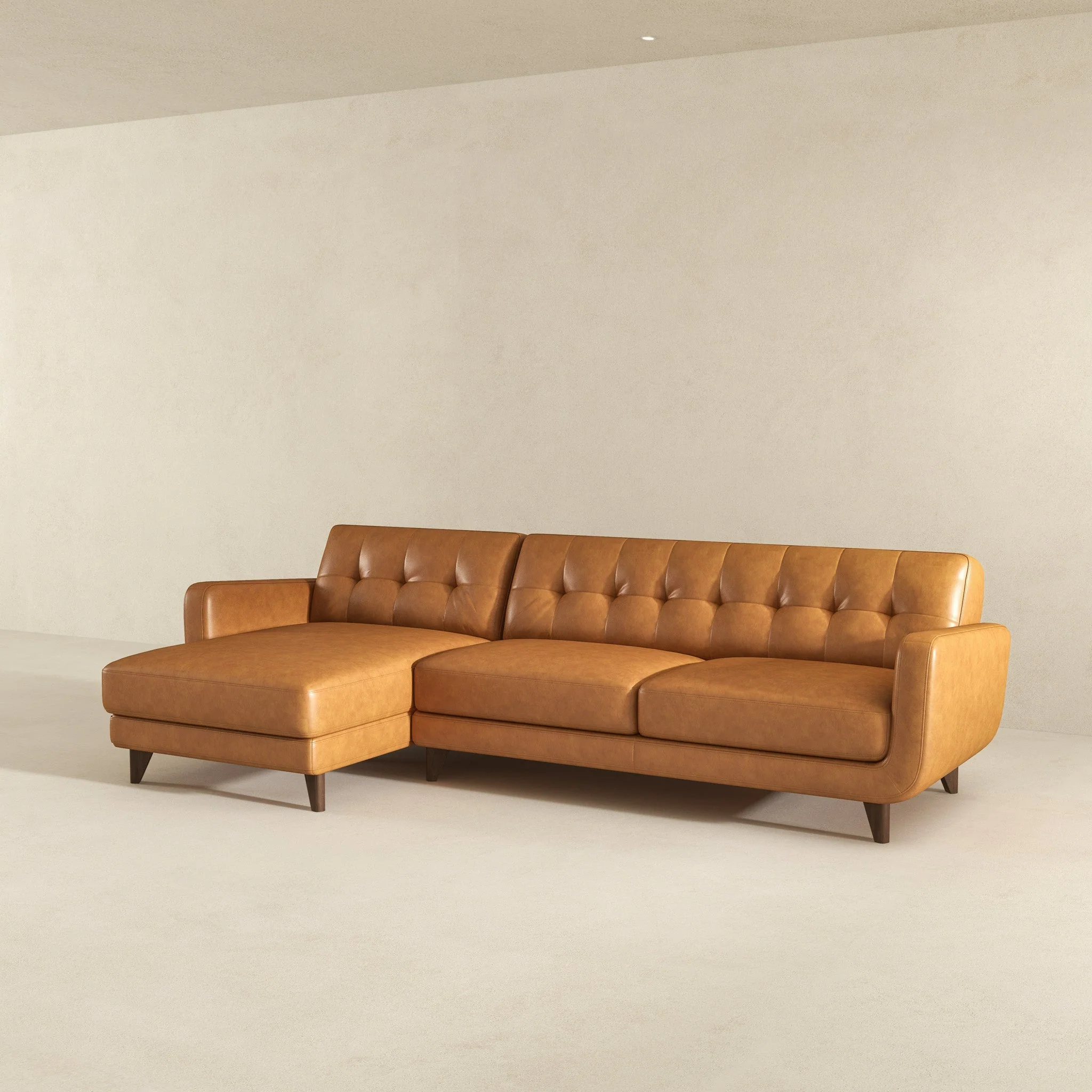 Allison Left-Facing Tan Leather Sectional Sofa - Image 4