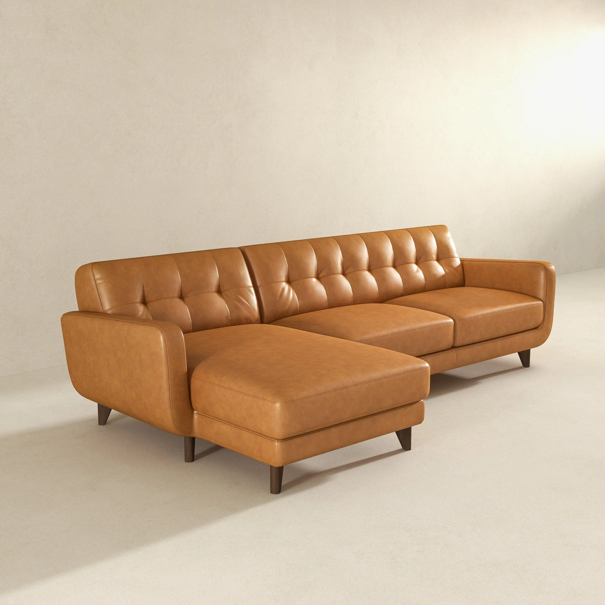 Allison Left-Facing Tan Leather Sectional Sofa - Image 6