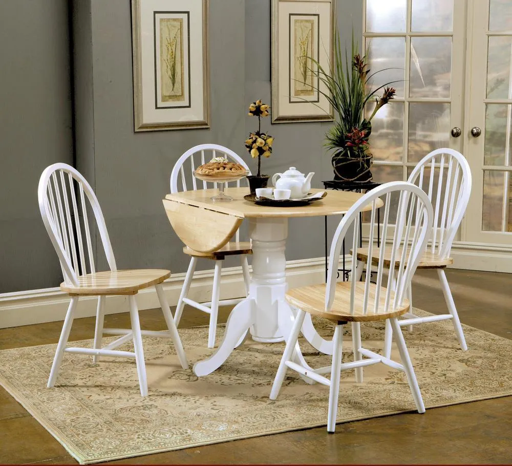 Allison Natural Brown/White 5-Piece Drop Leaf Dining Set