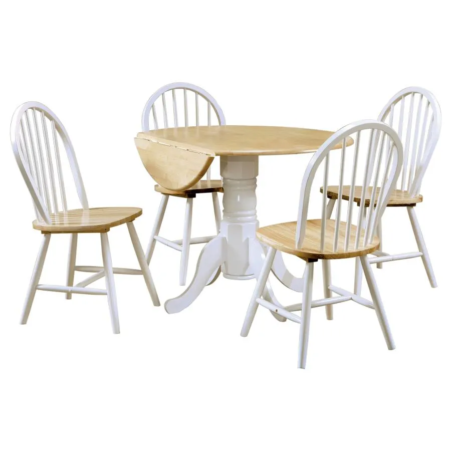 Allison Natural Brown/White 5-Piece Drop Leaf Dining Set - Image 2