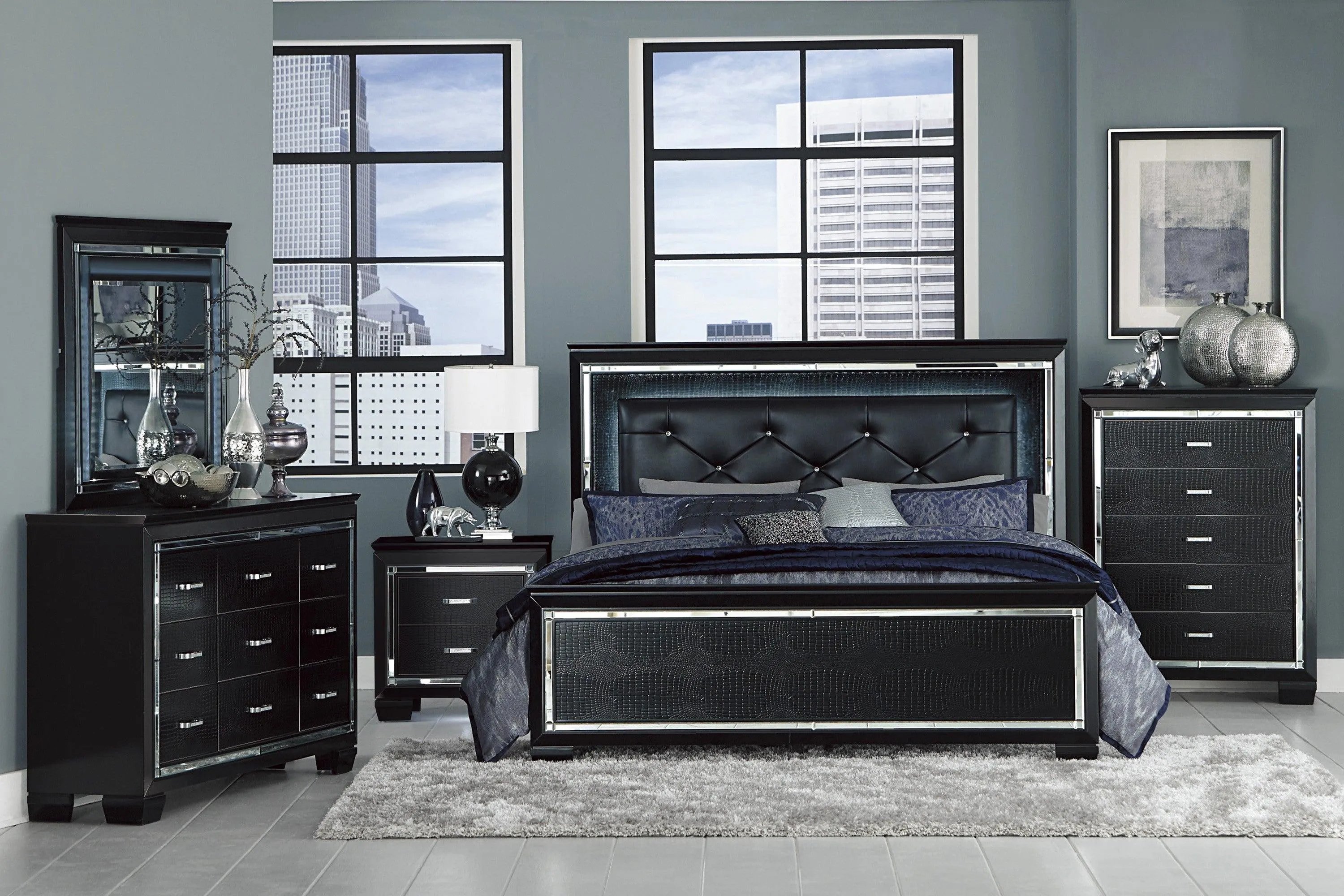 Allura Black Nightstand - Image 2