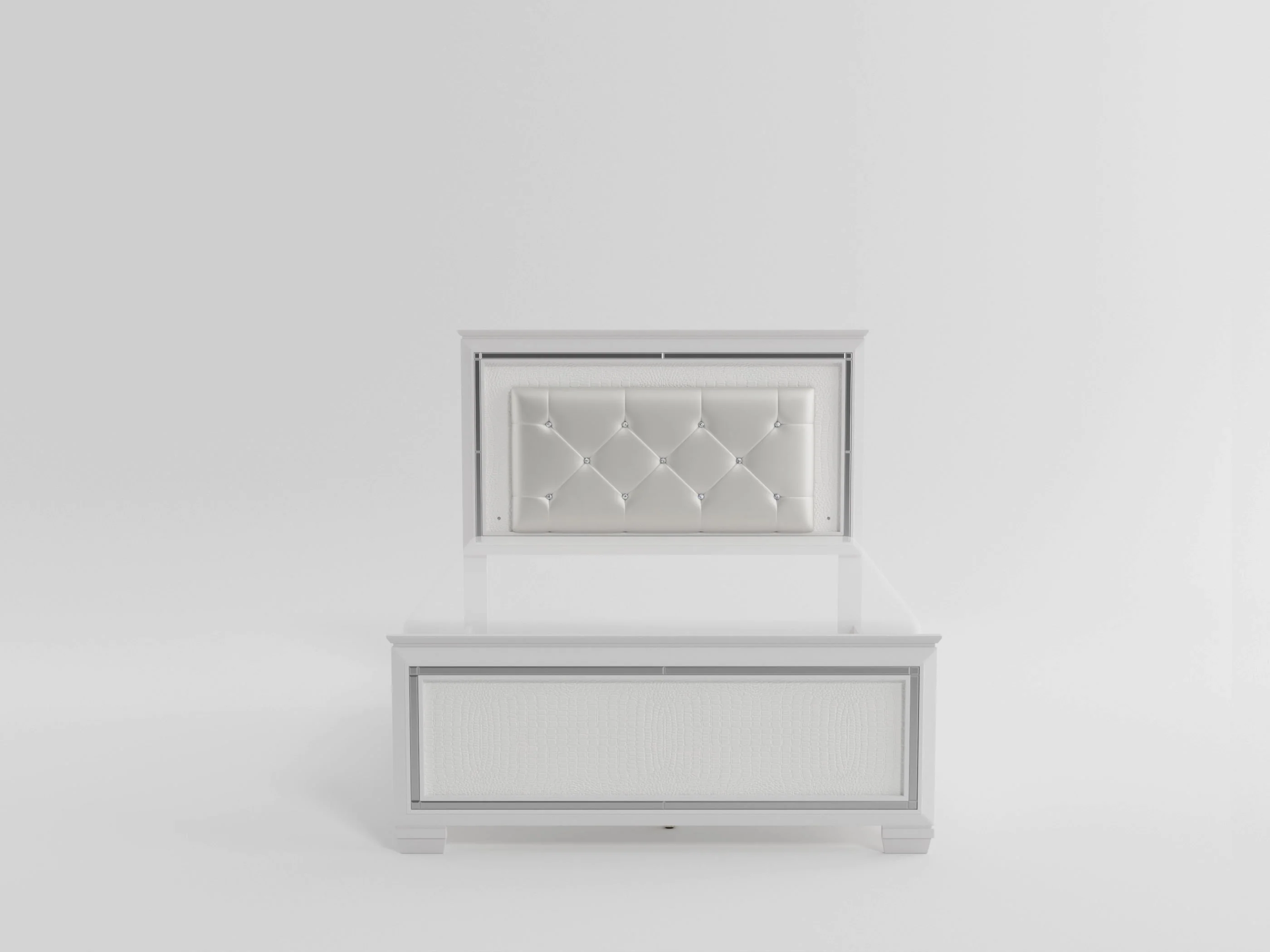 Allura Silver California King LED Upholstered Panel Bed - Image 2