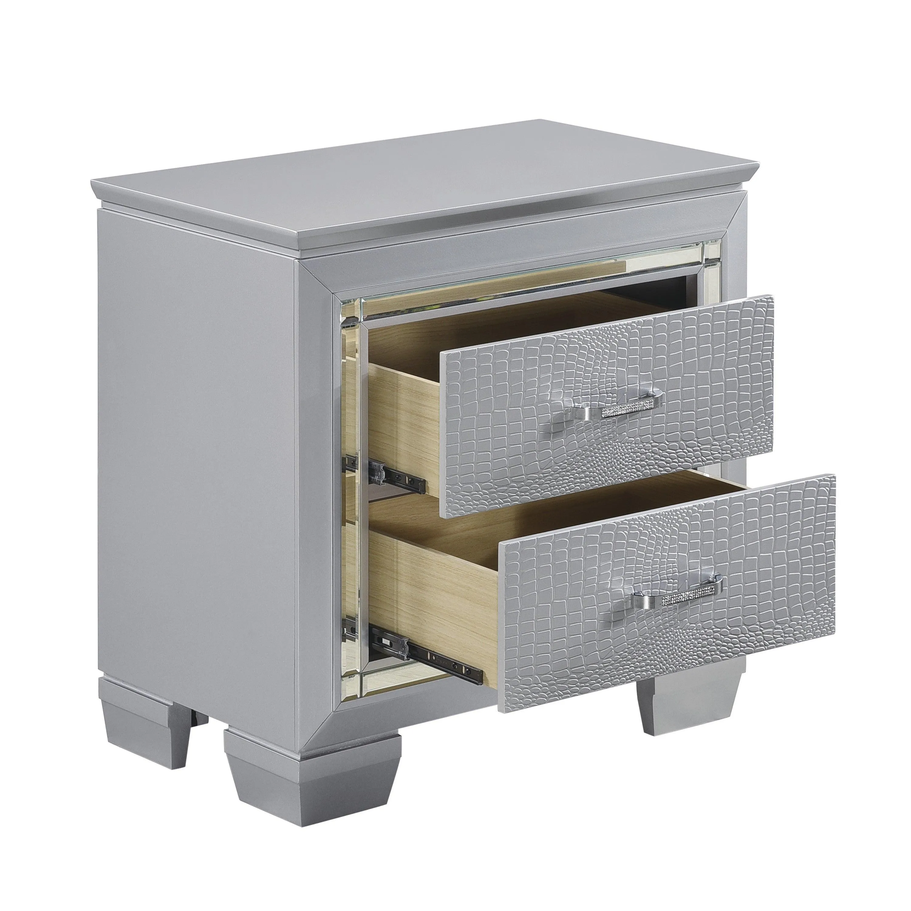 Allura Silver LED Upholstered Panel Bedroom Set - Image 8