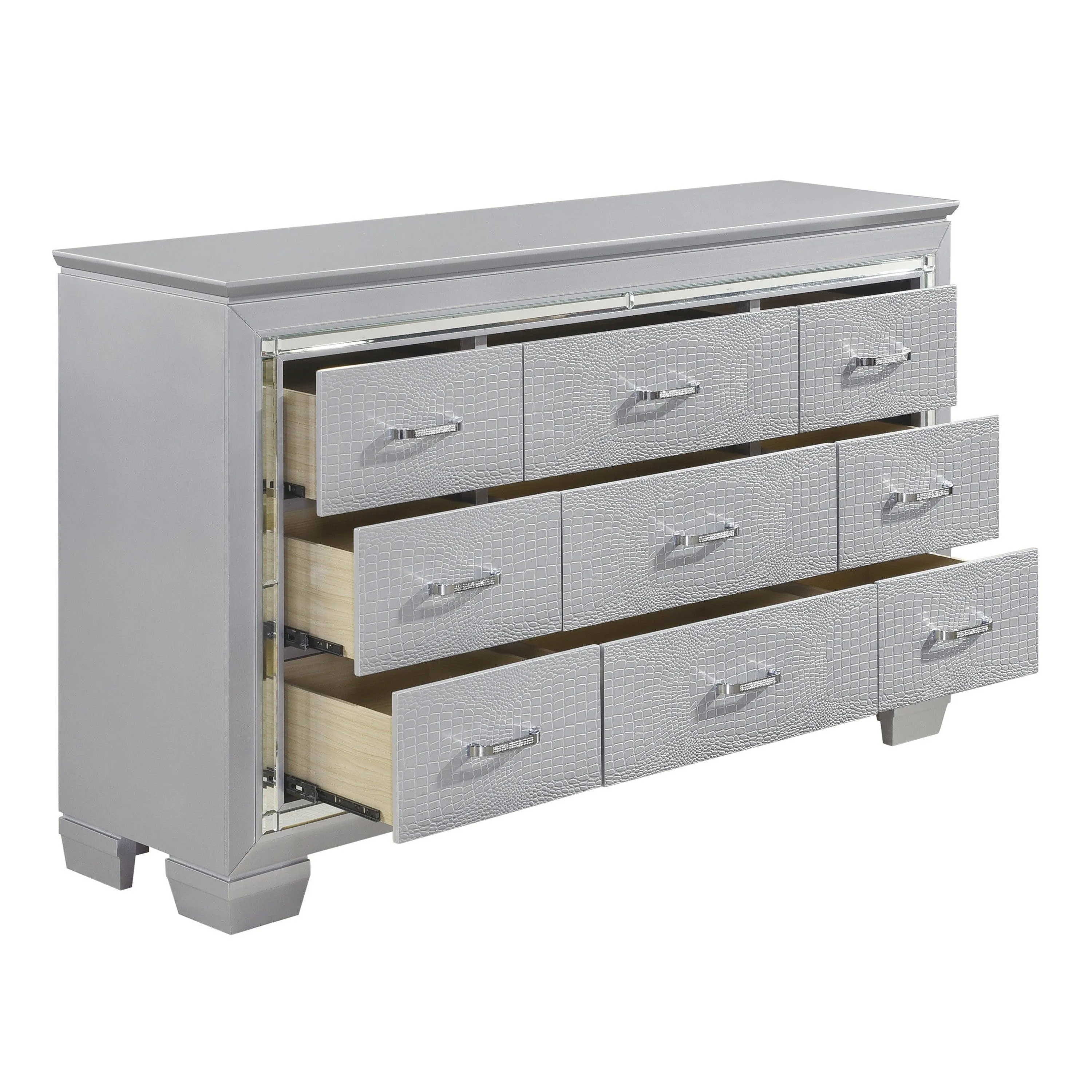 Allura Silver LED Upholstered Panel Youth Bedroom Set - Image 11