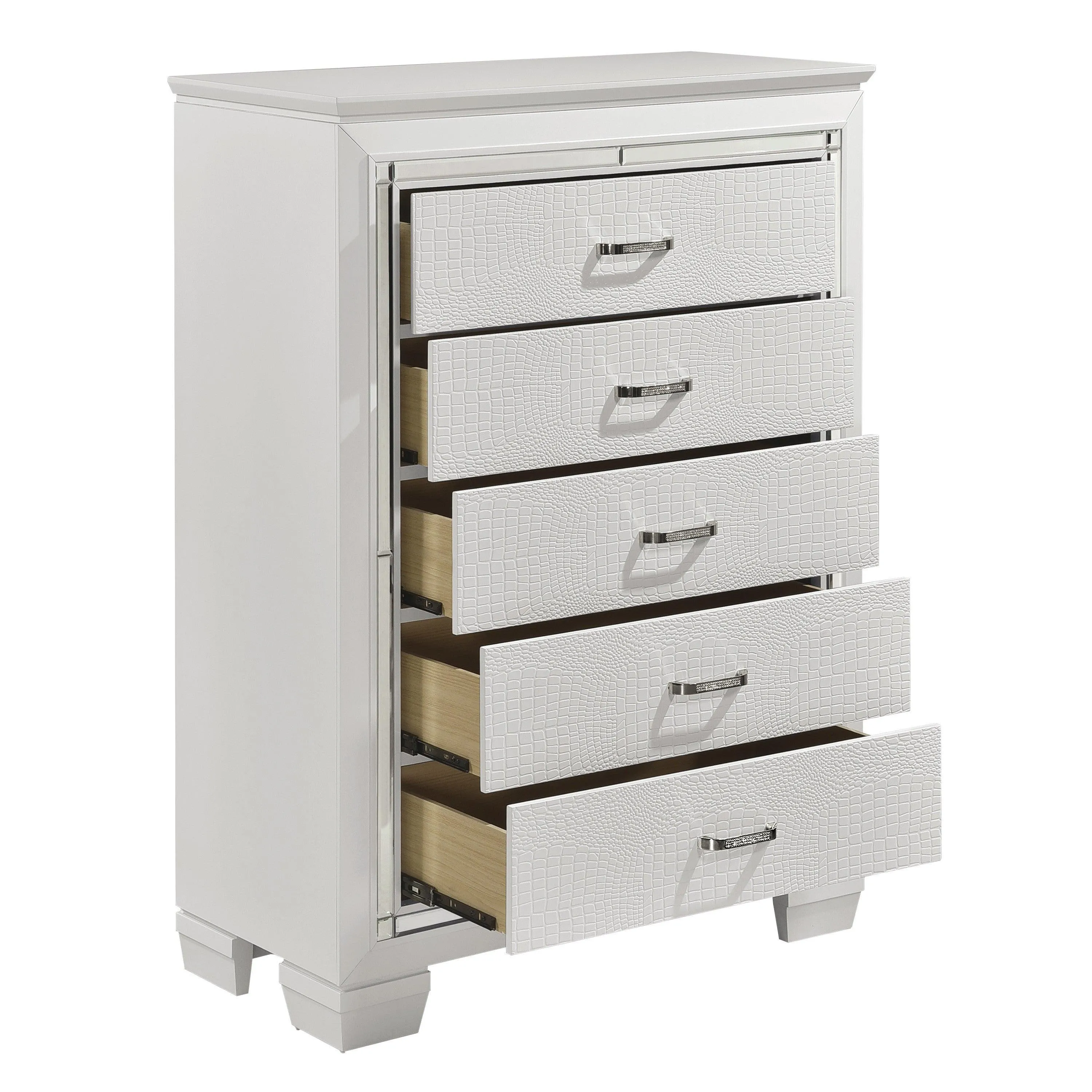 Allura White LED Upholstered Panel Bedroom Set - Image 14