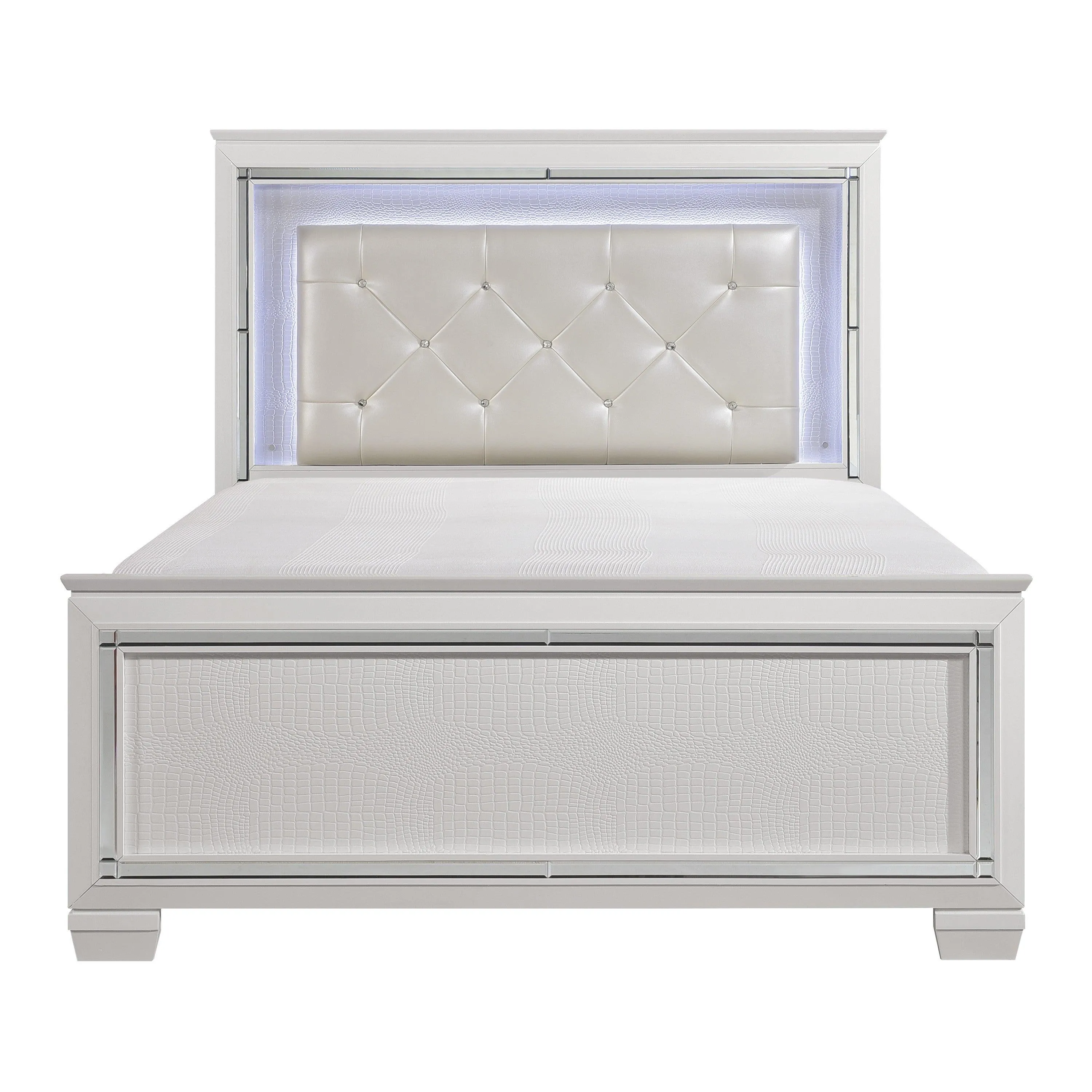 Allura White LED Upholstered Panel Bedroom Set - Image 3