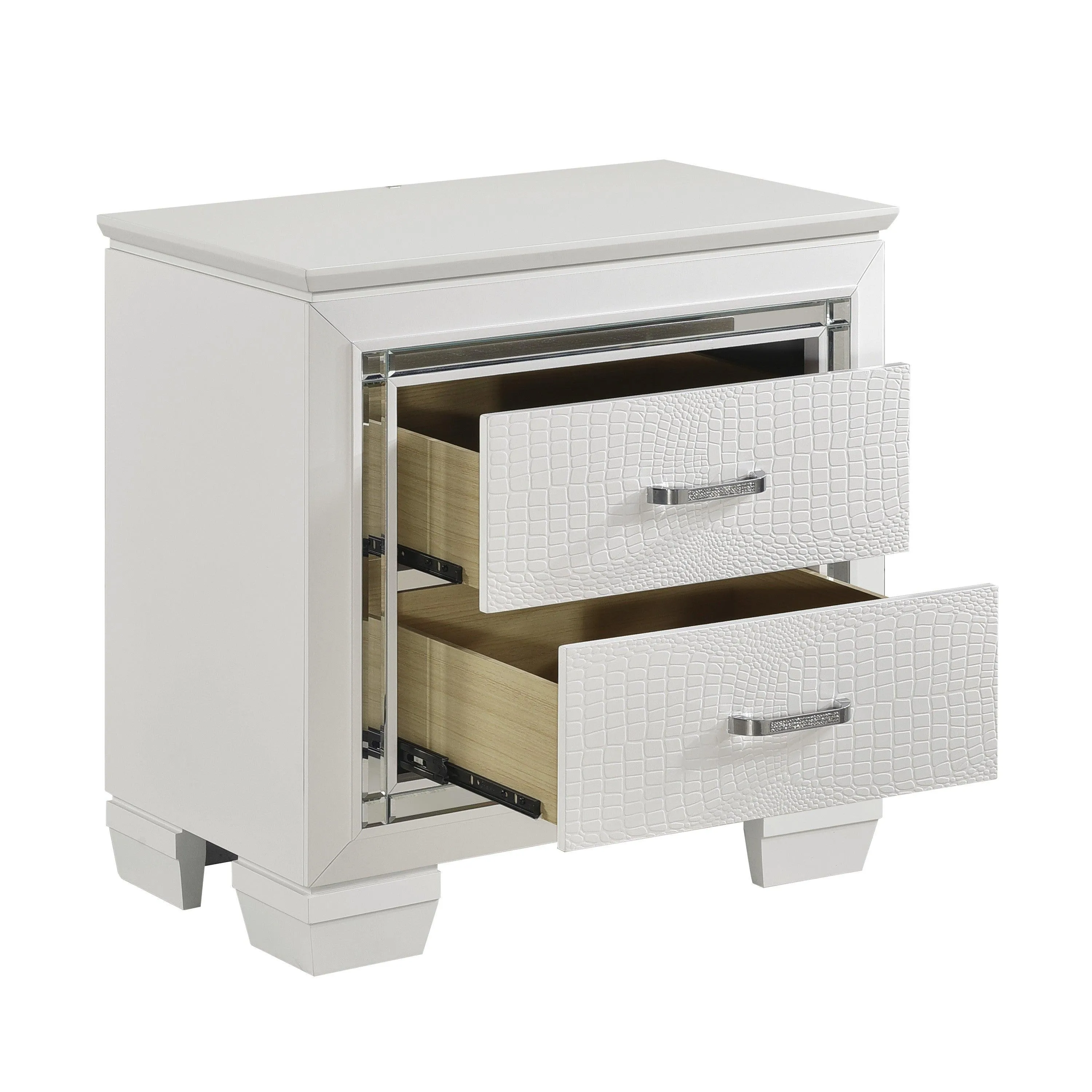 Allura White LED Upholstered Panel Bedroom Set - Image 7
