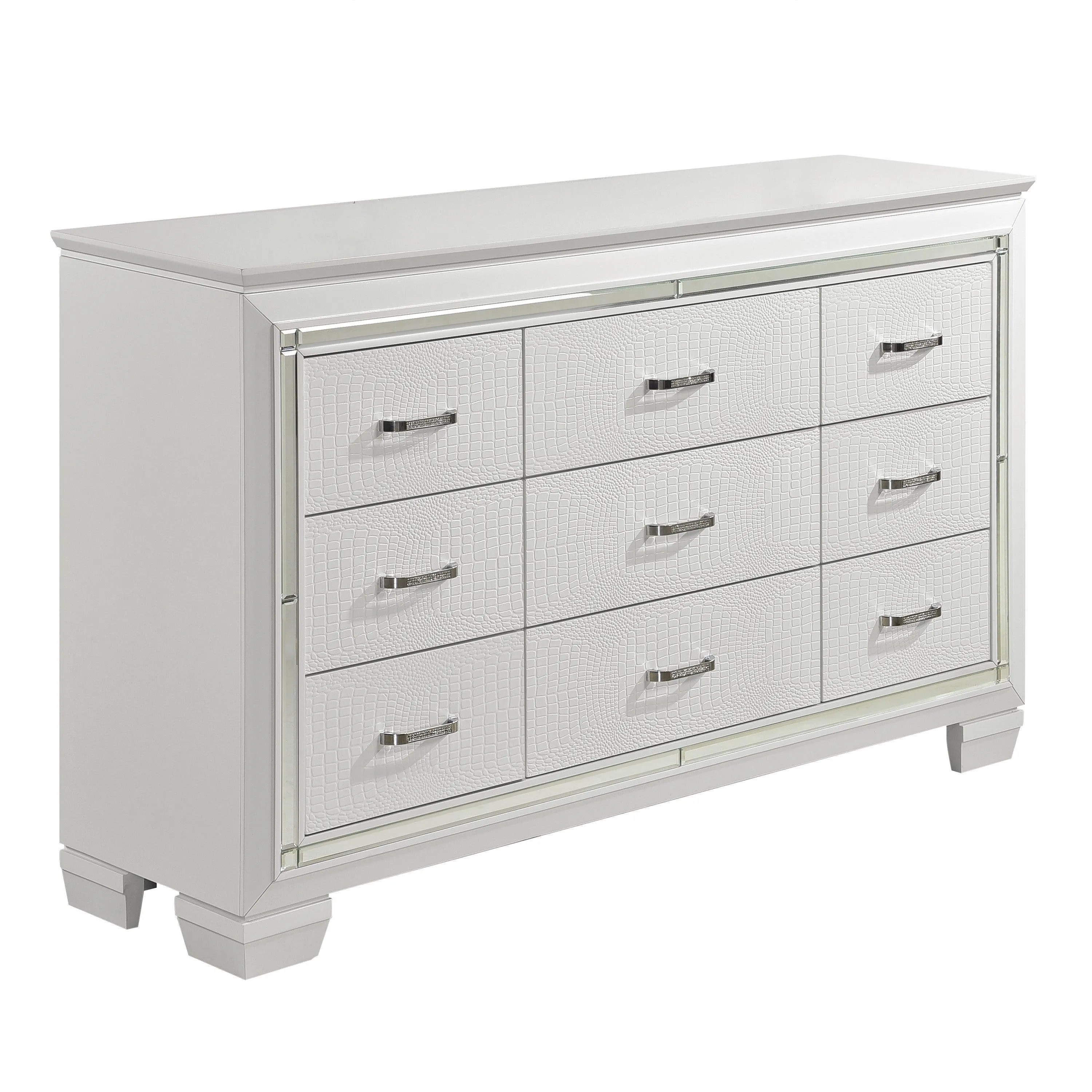 Allura White LED Upholstered Panel Bedroom Set - Image 9