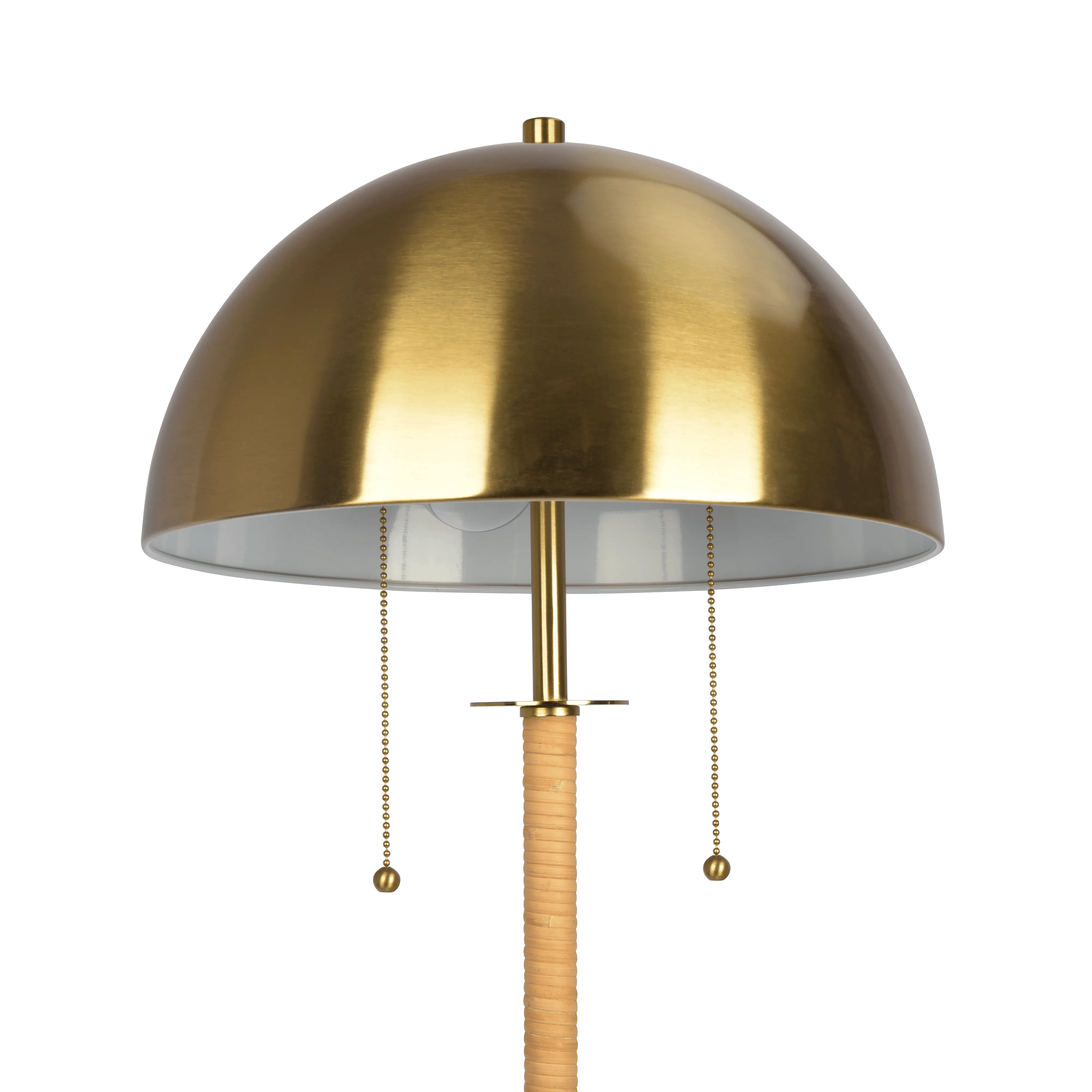 Allure 2-Light Floor Lamp, Gold Brass, Natural Rattan Tube , Double On/Off Pull Chain - Image 4