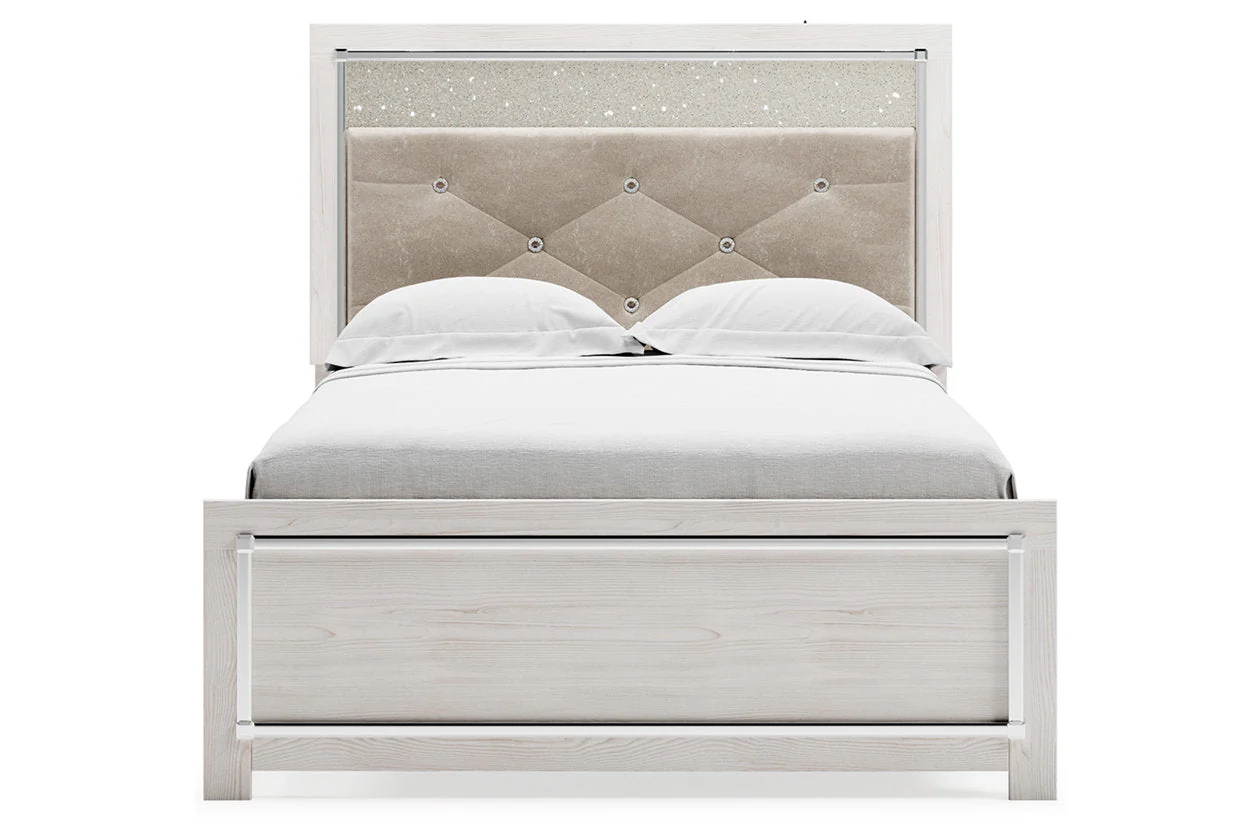 Altyra White Full Upholstered Panel Bed - Image 4