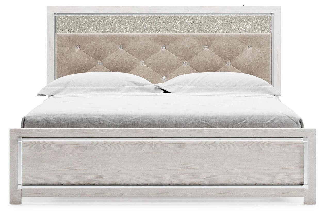 Altyra White King Upholstered Panel Bed - Image 5