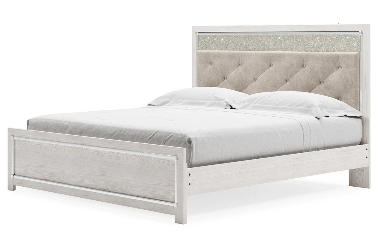 Altyra White King Upholstered Platform Bed - Image 4