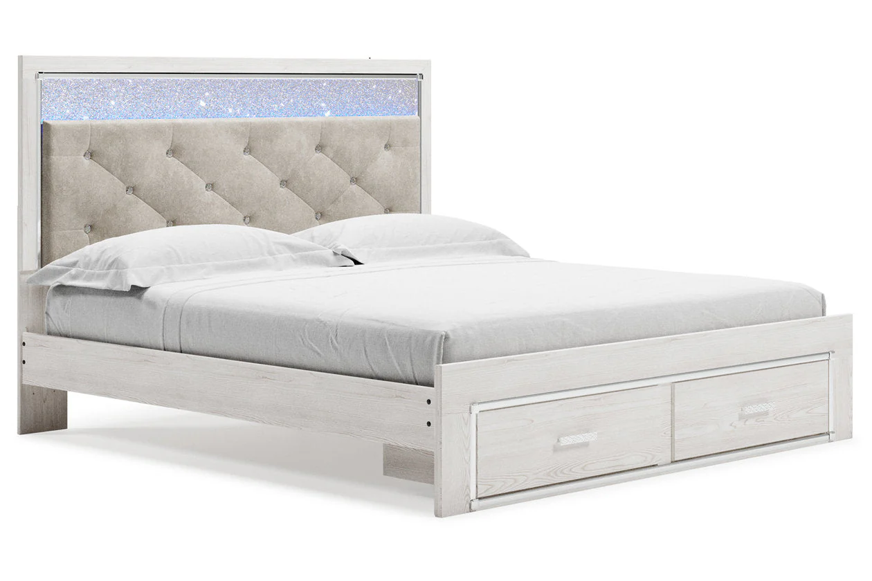 Altyra White King Upholstered Storage Panel Bed - Image 2