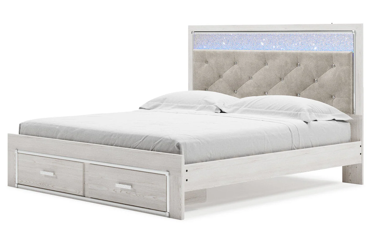Altyra White King Upholstered Storage Panel Bed - Image 3