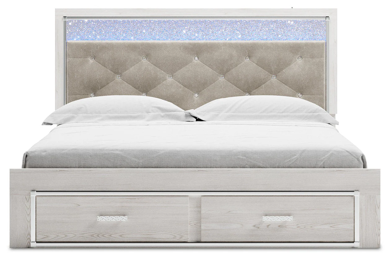 Altyra White King Upholstered Storage Panel Bed - Image 4