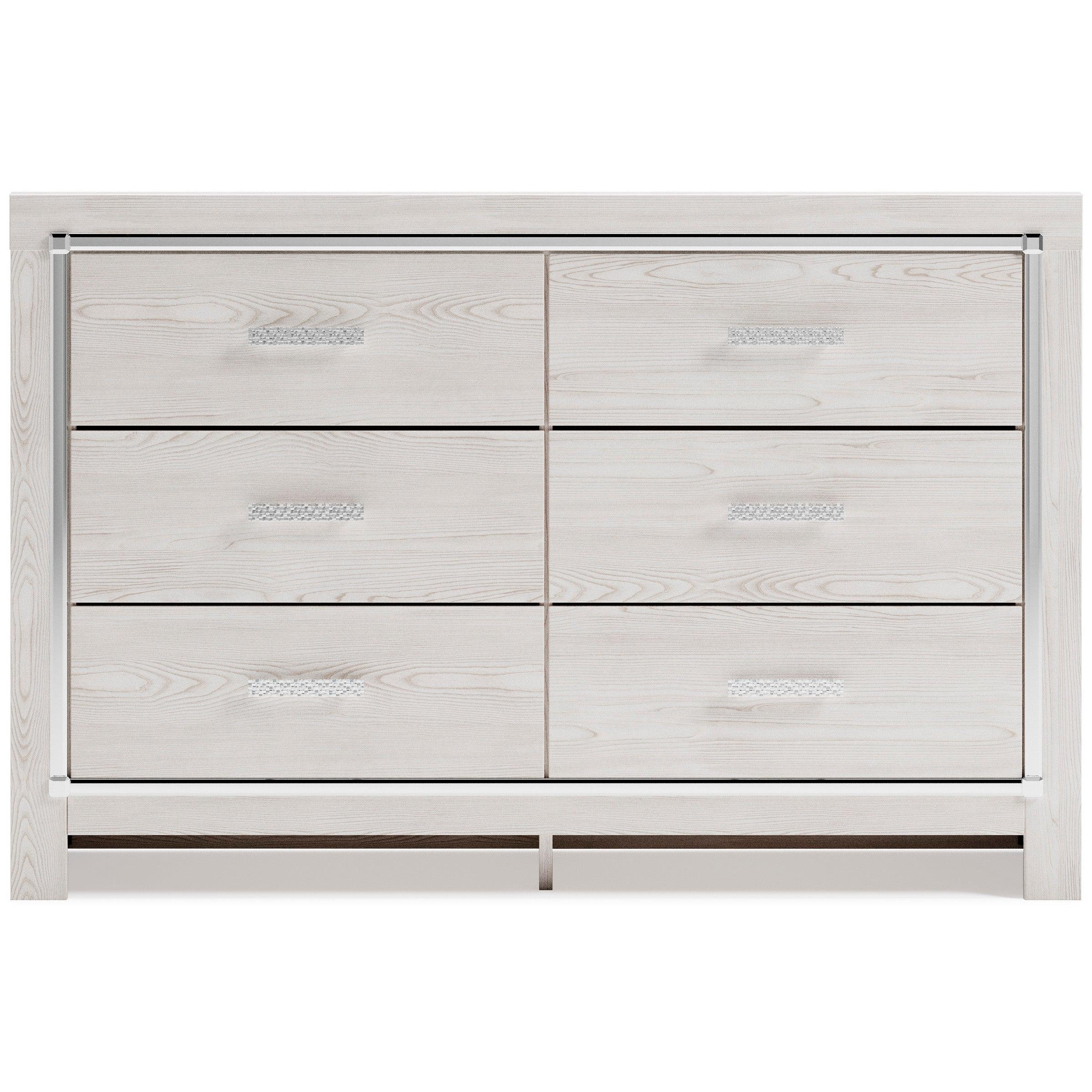 Altyra White LED Bookcase Upholstered Panel Bedroom Set - Image 3