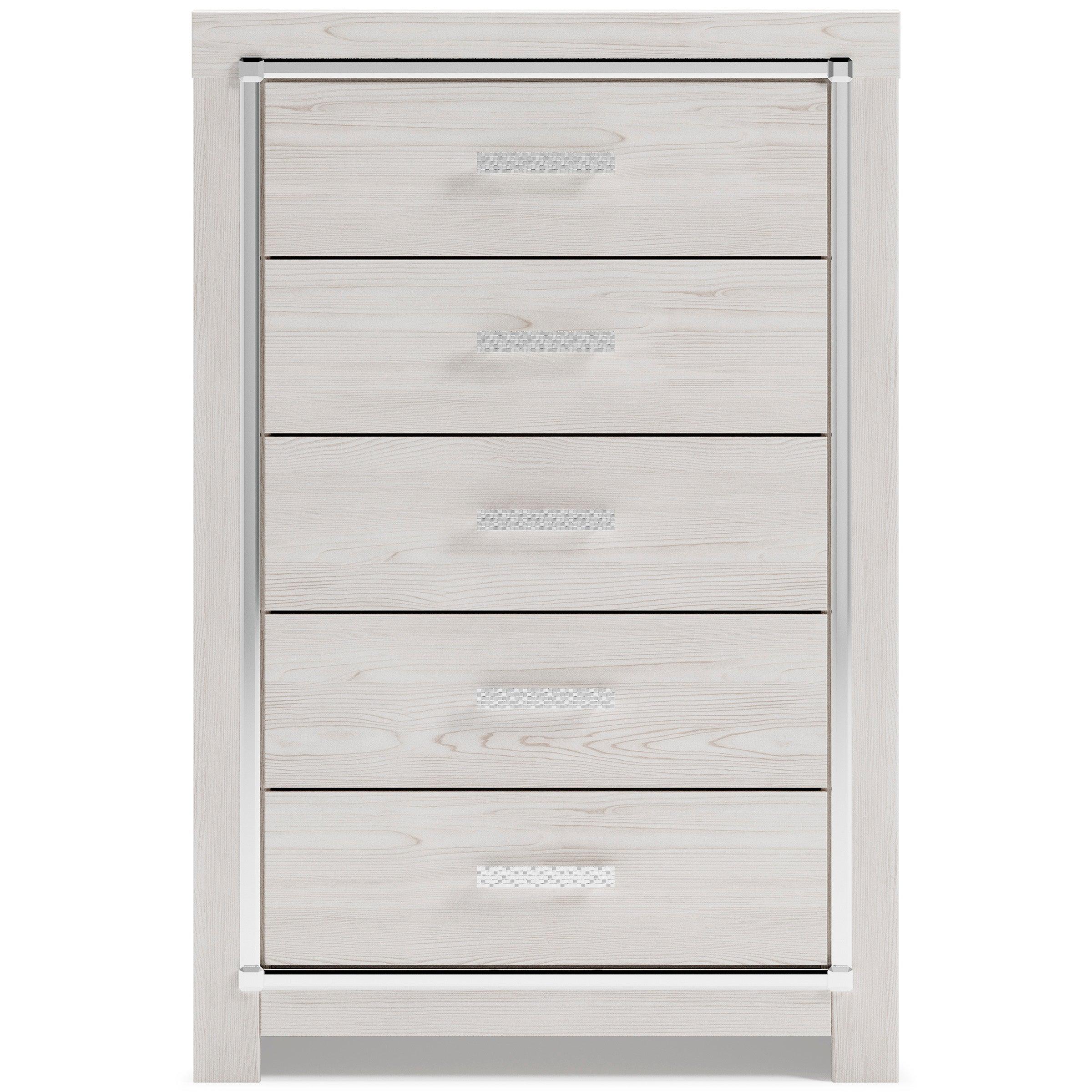 Altyra White LED Bookcase Upholstered Panel Bedroom Set - Image 6
