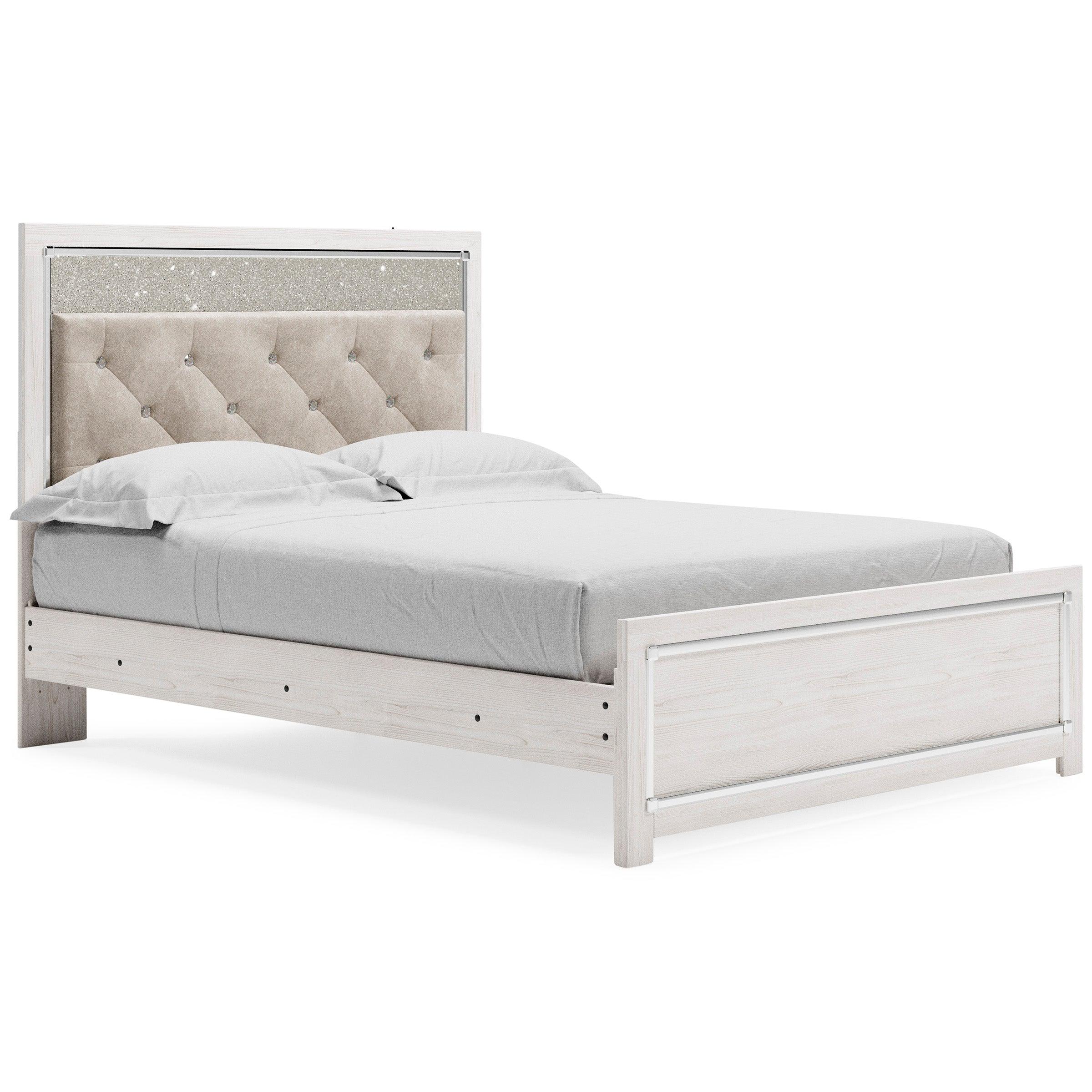 Altyra White LED Upholstered Panel Bedroom Set - Image 2