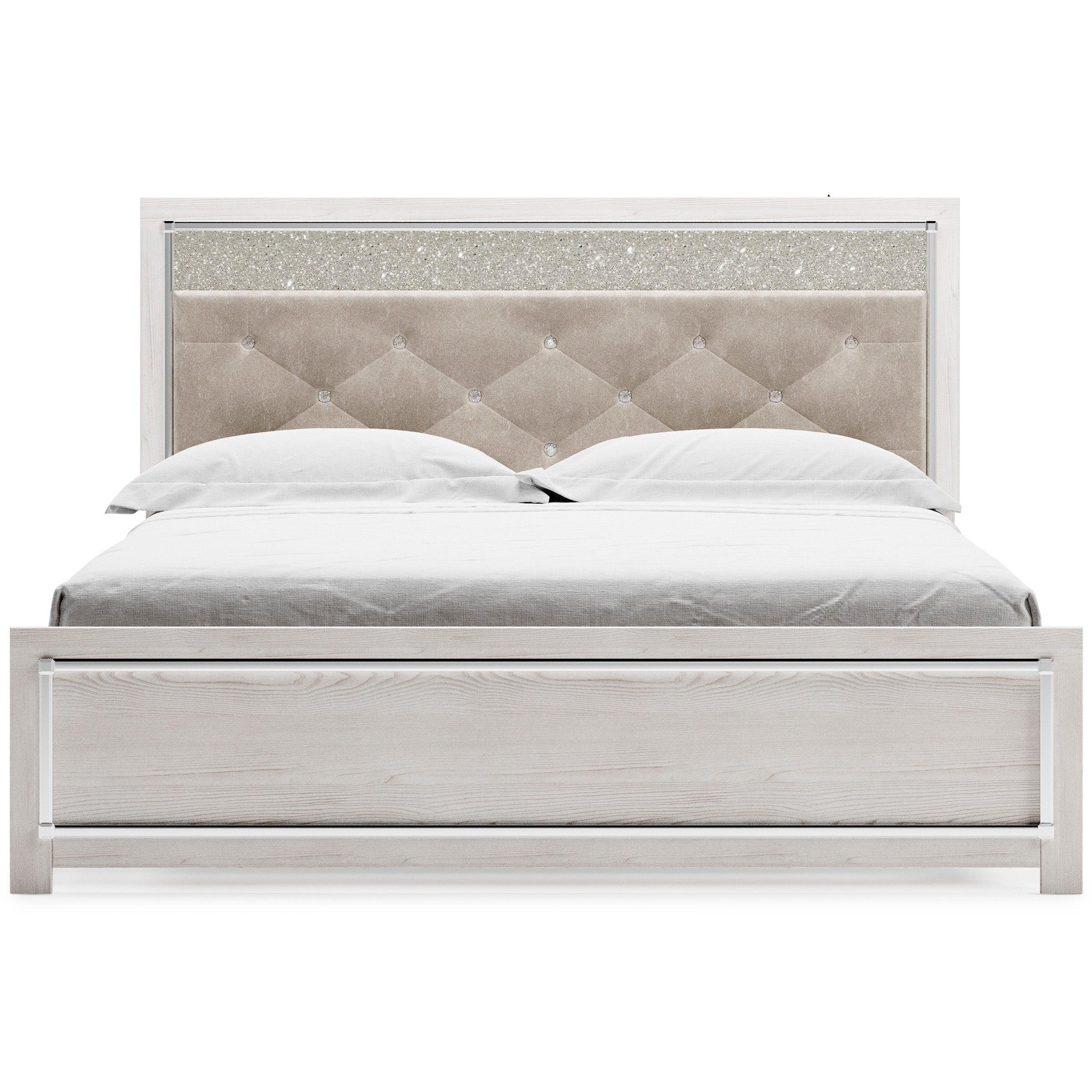 Altyra White LED Upholstered Panel Bedroom Set - Image 3