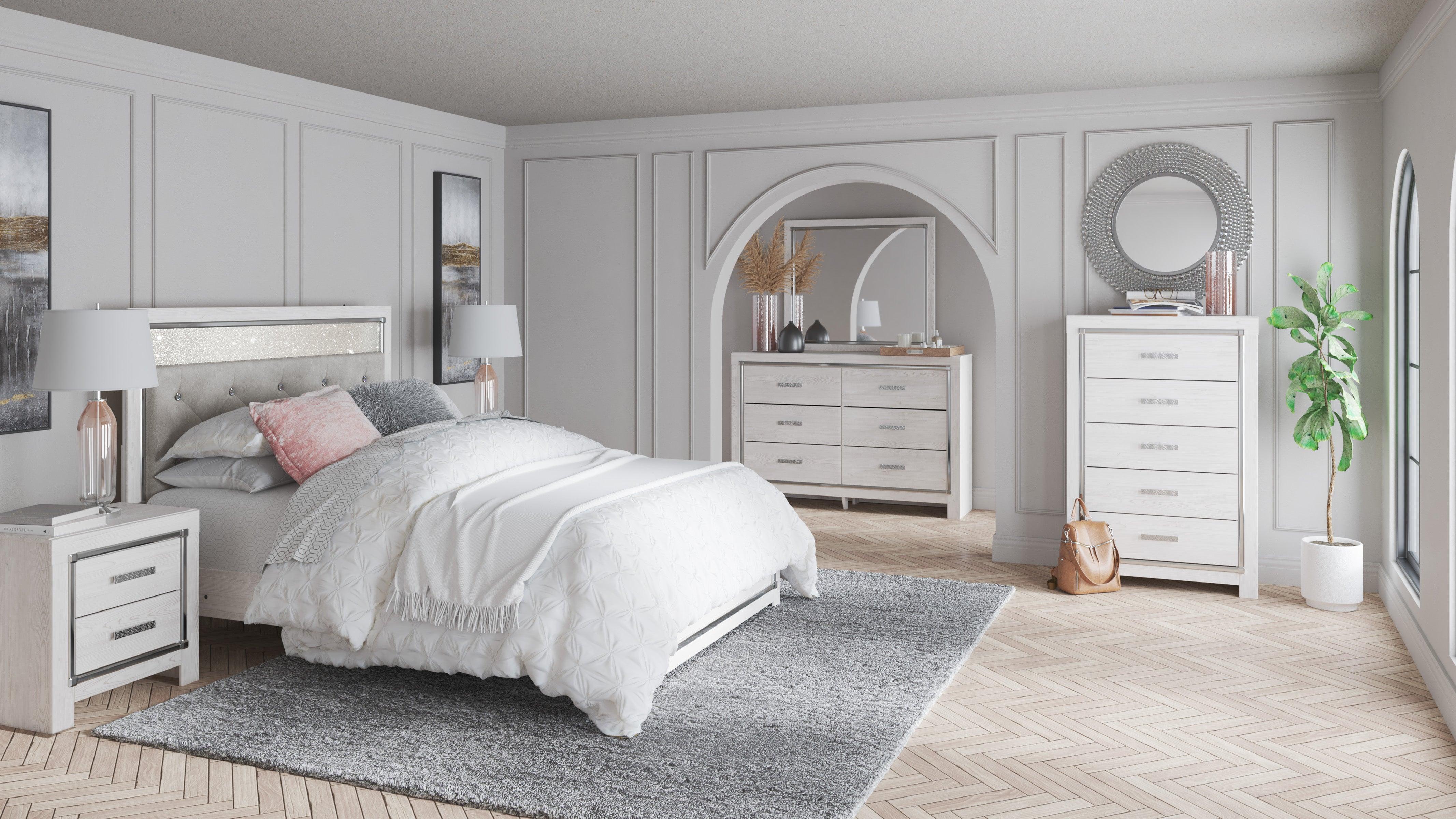 Altyra White LED Upholstered Panel Youth Bedroom Set