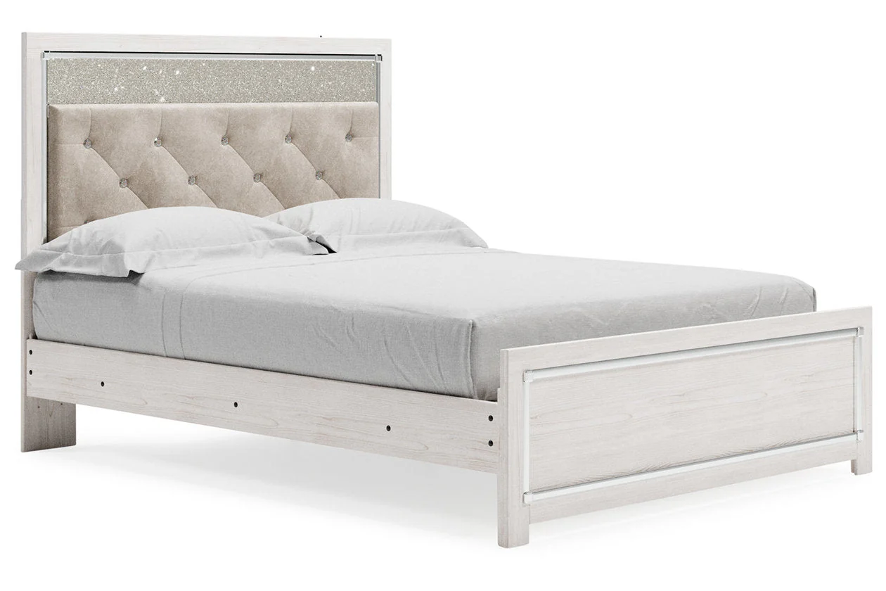 Altyra White Queen Upholstered Panel Bed - Image 2