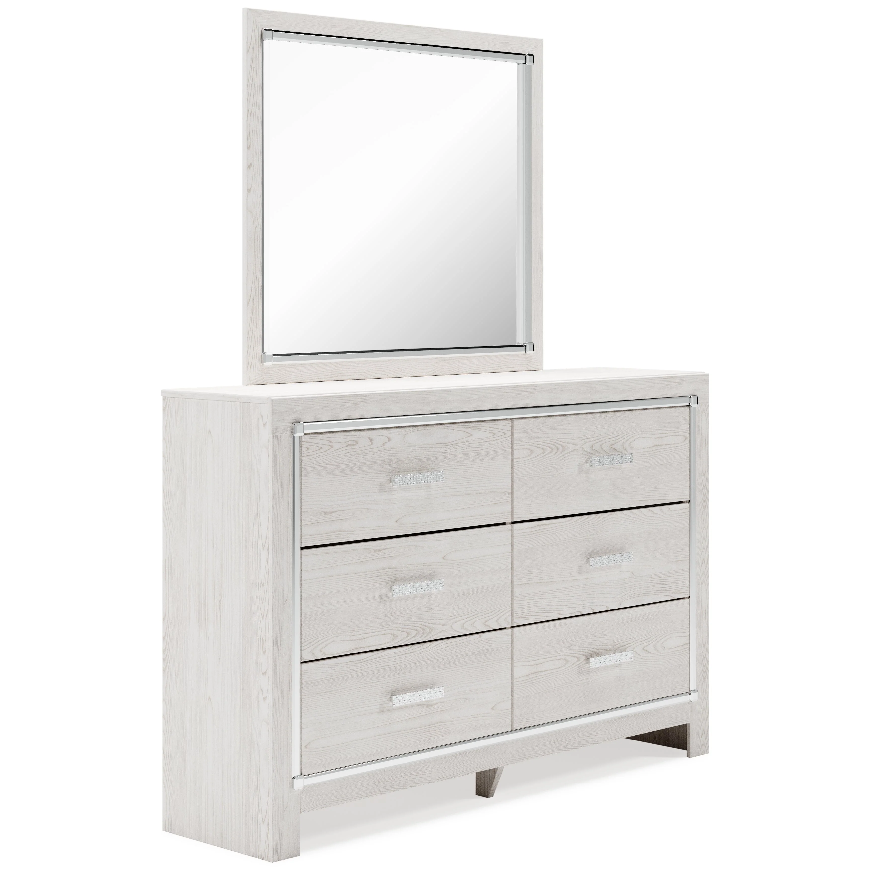 Altyra White Upholstered LED Bookcase Panel Bedroom Set - Image 8