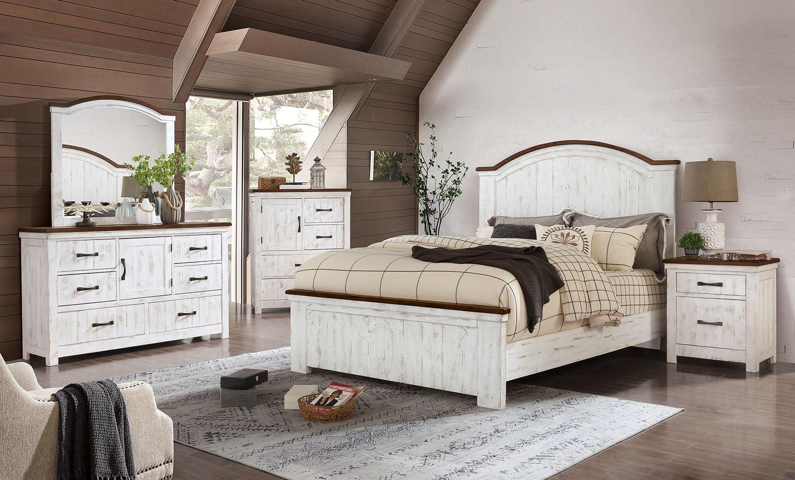 Alyson Distressed White/Walnut Night Stand - Image 3