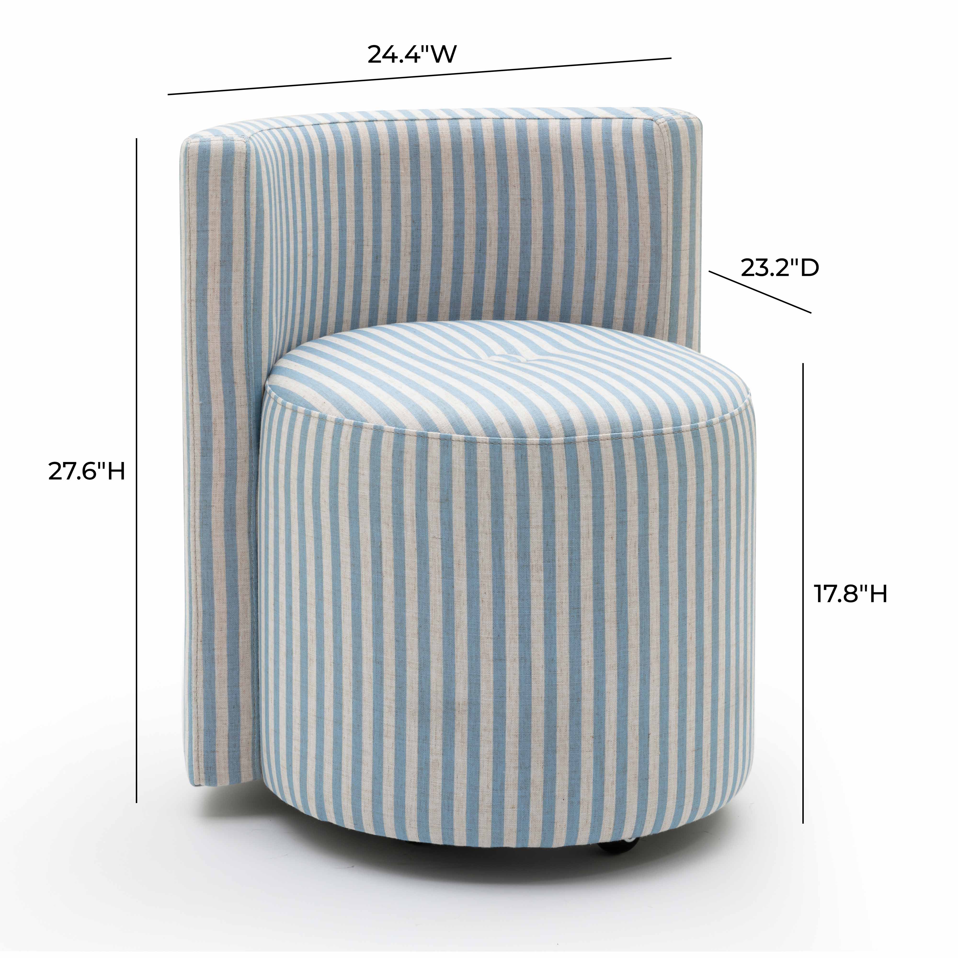 Alyssa Striped Performance Linen Rolling Desk Chair - Image 15