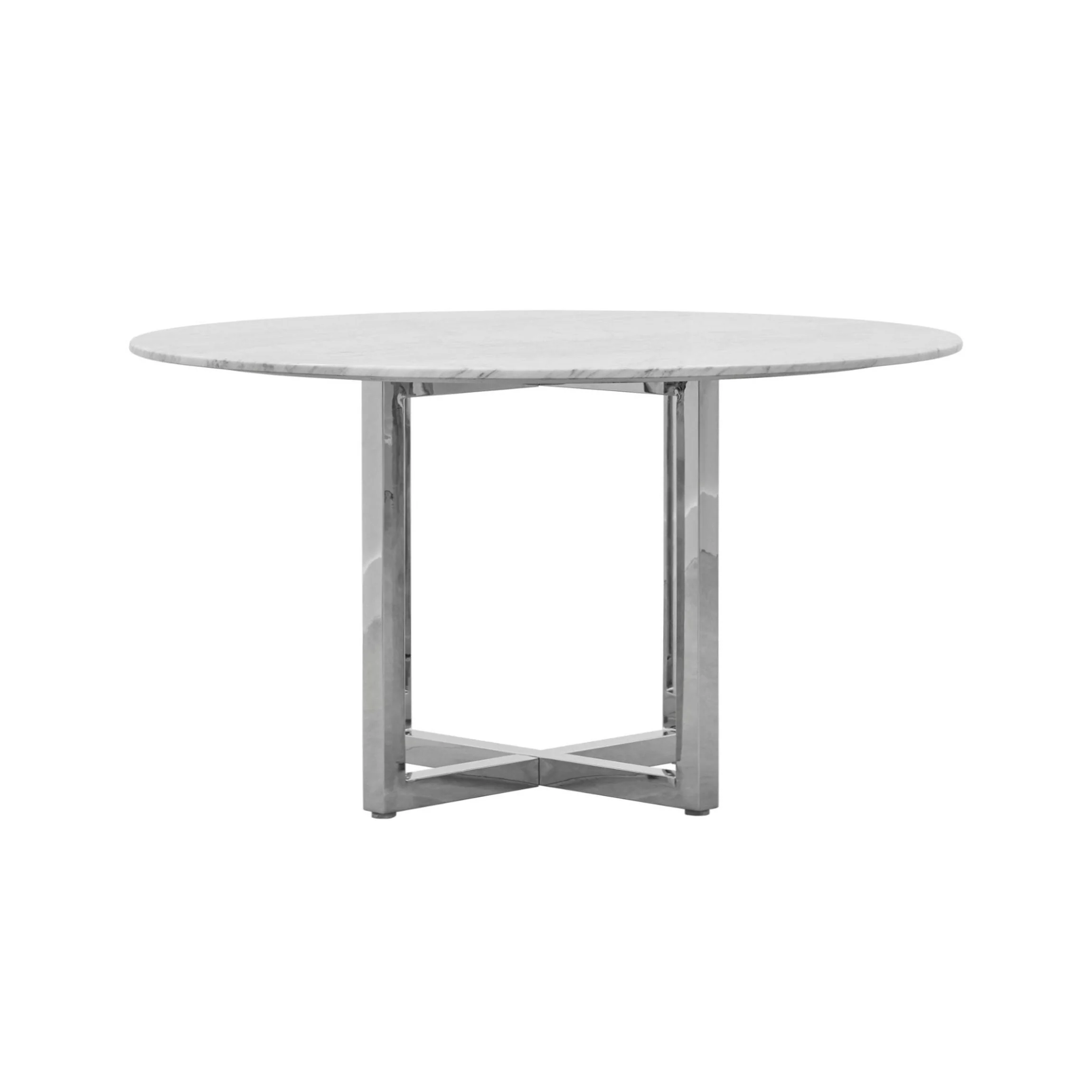Amalfi 48 inch Round Carrara Marble Top Dining Table with Chrome Base - Image 3