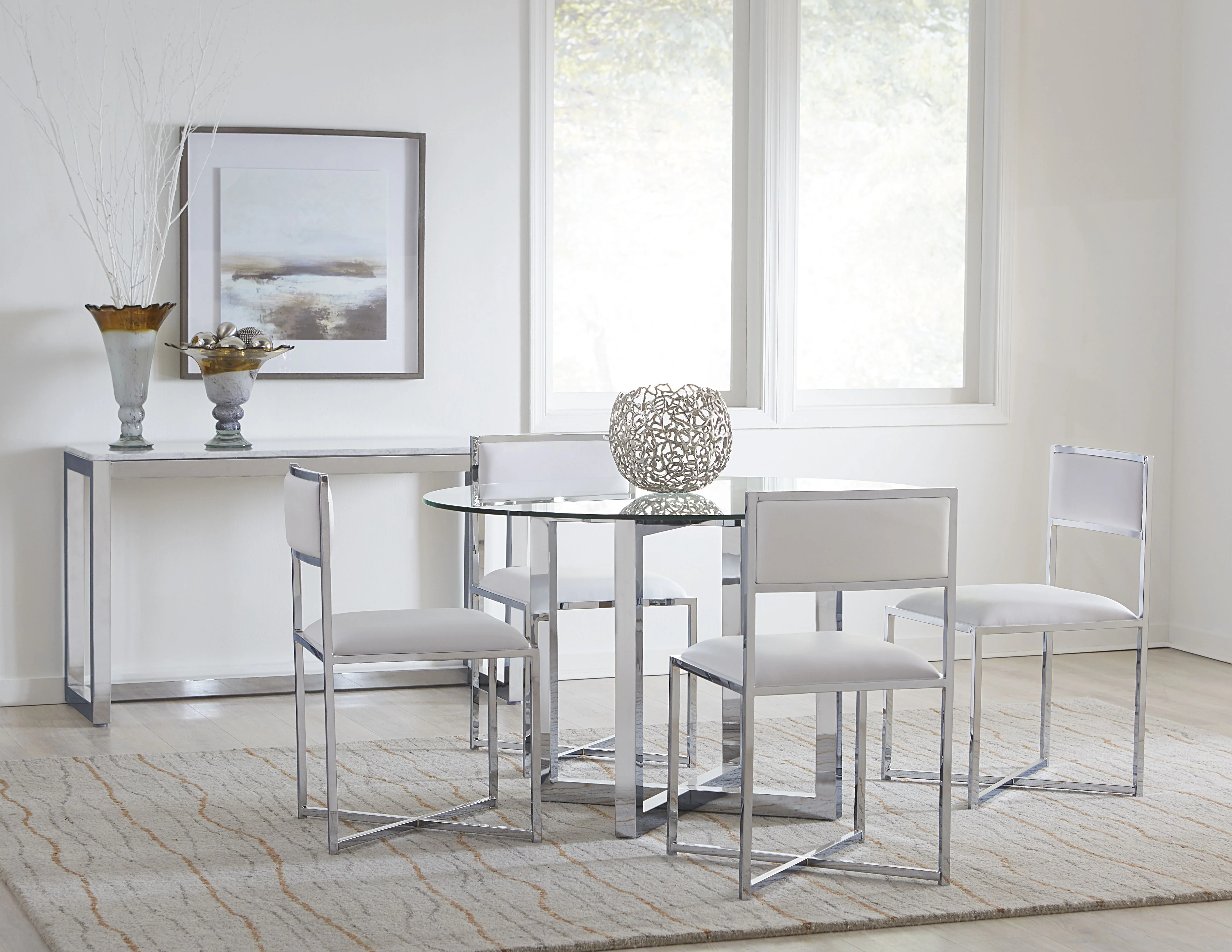 Amalfi 48 inch Round Glass Top Dining Table - Image 2