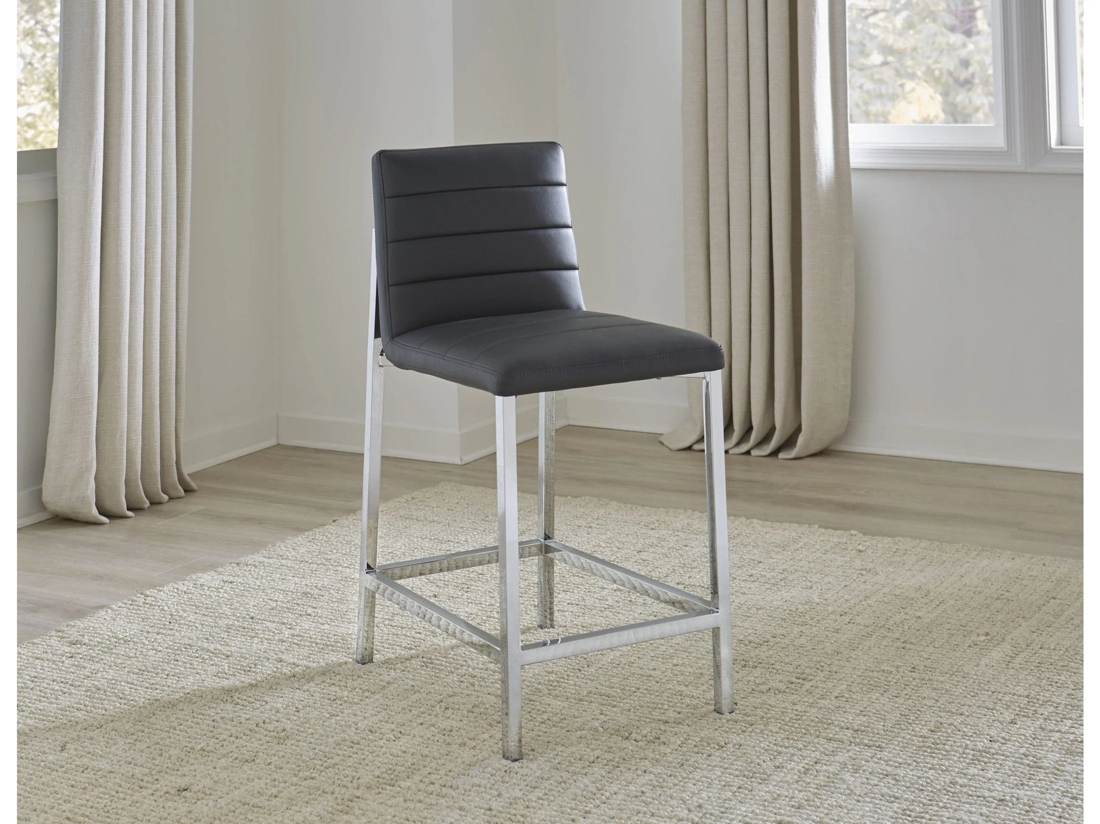 Amalfi Metal Back Bar Stool in Cobalt Leather (Set of 2)