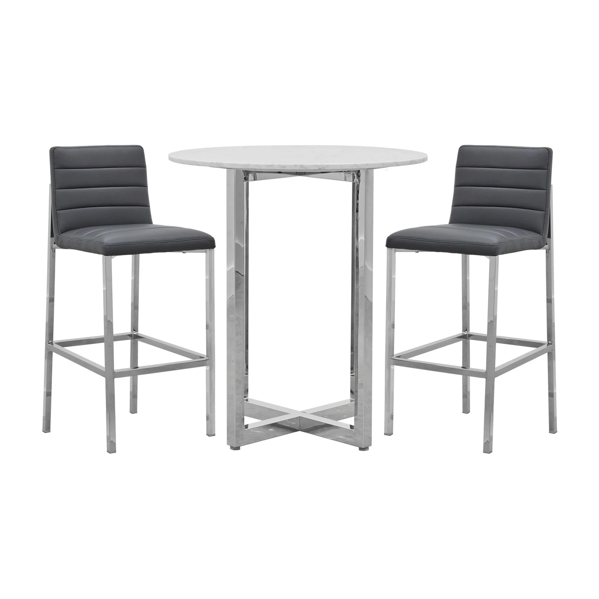 Amalfi Metal Back Bar Stool in Cobalt Leather (Set of 2) - Image 4
