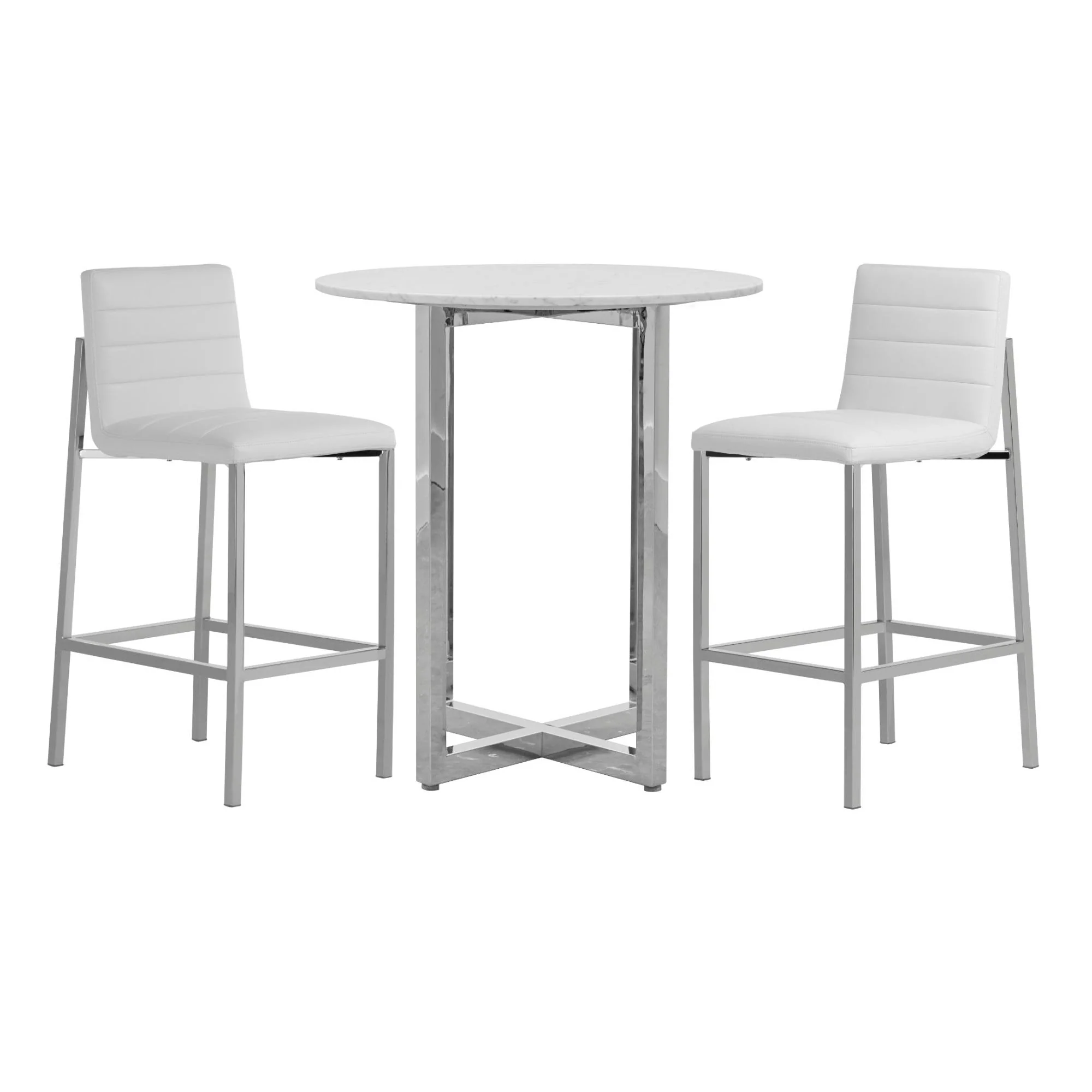 Amalfi Metal Back Bar Stool in White Leather (Set of 2) - Image 5