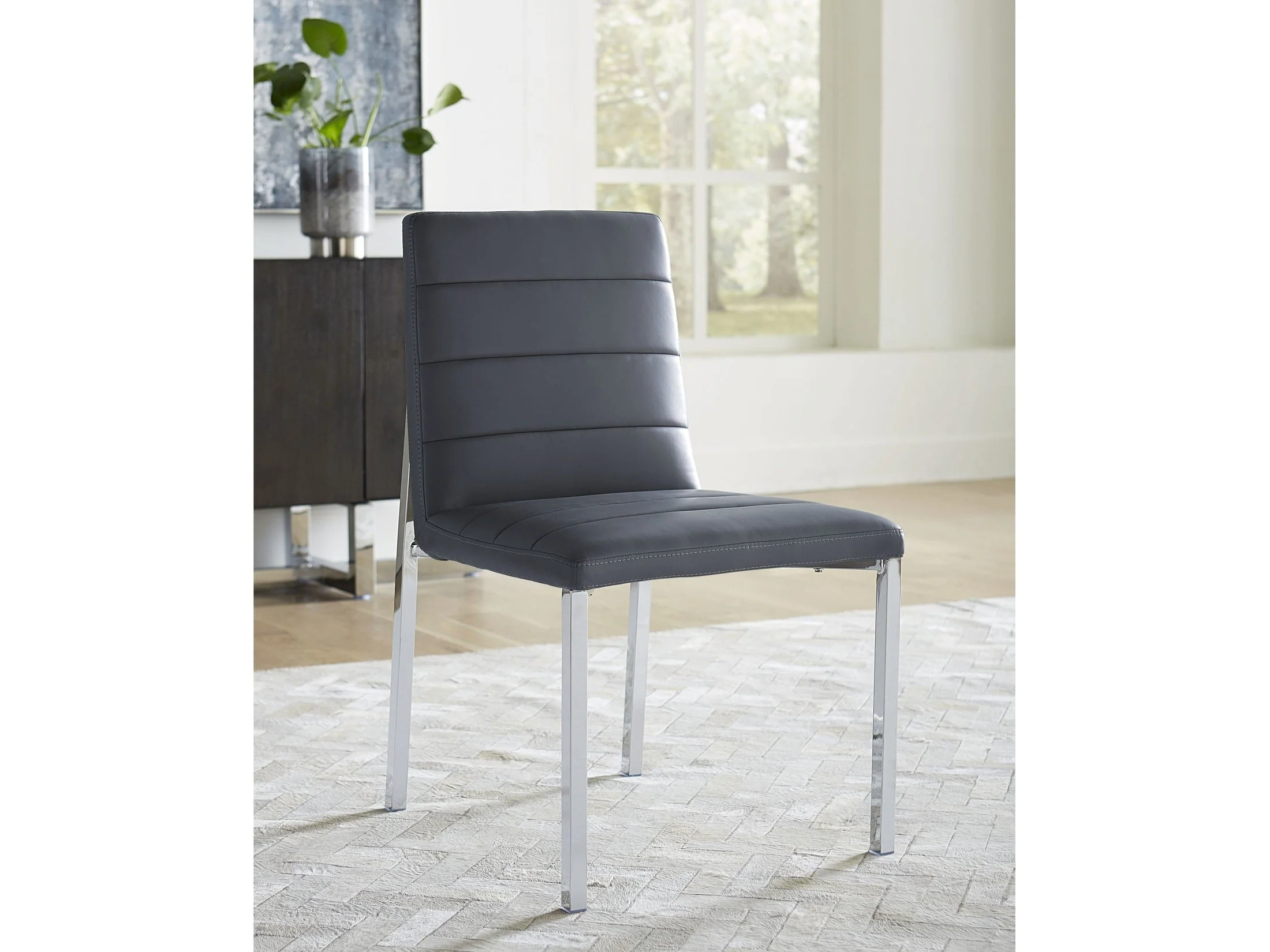 Amalfi Metal Back Chair in Cobalt Leather (Set of 2)
