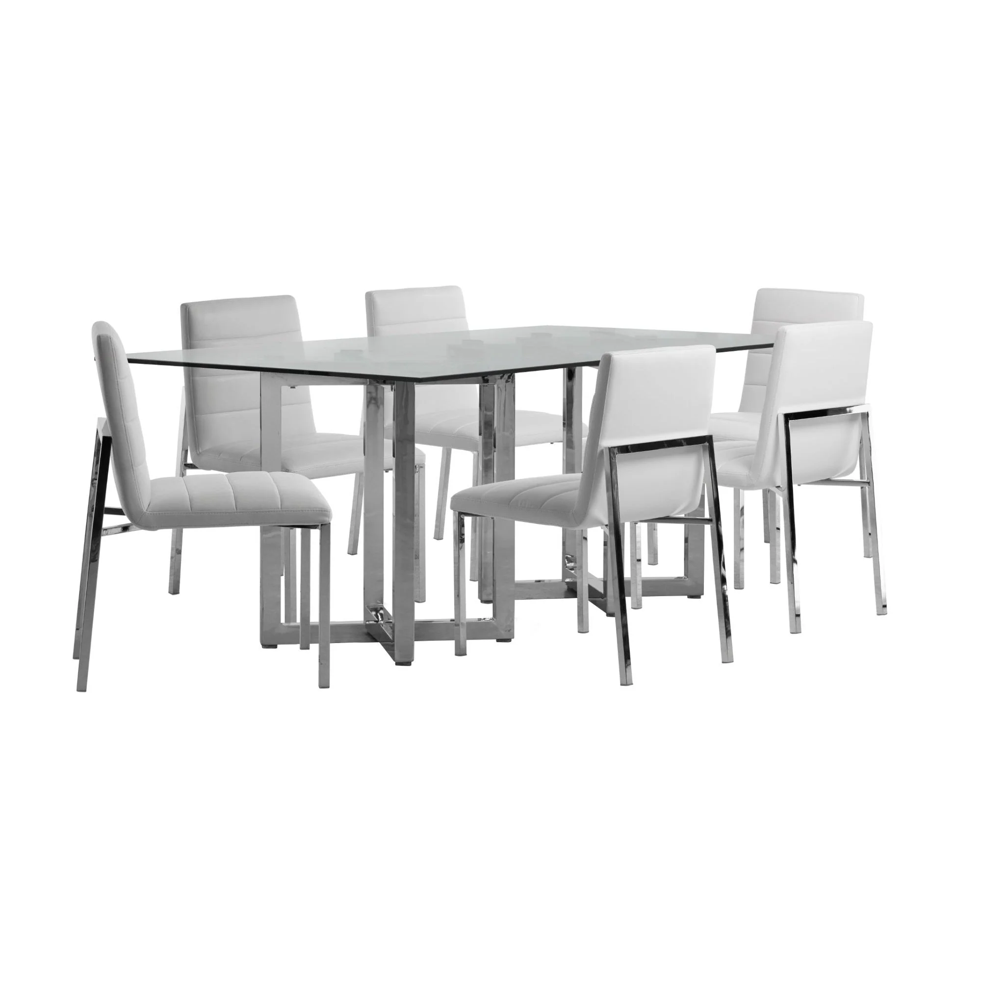 Amalfi Metal Back Chair in White Leather (Set of 2) - Image 5