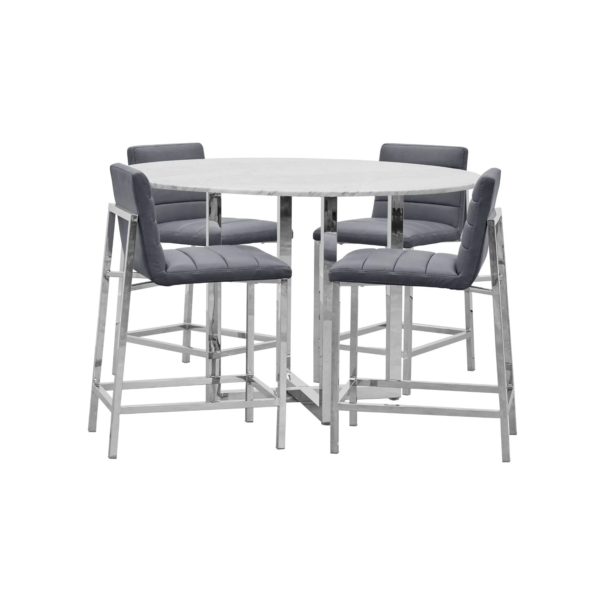Amalfi Metal Back Counter Stool in Cobalt Leather (Set of 2) - Image 4