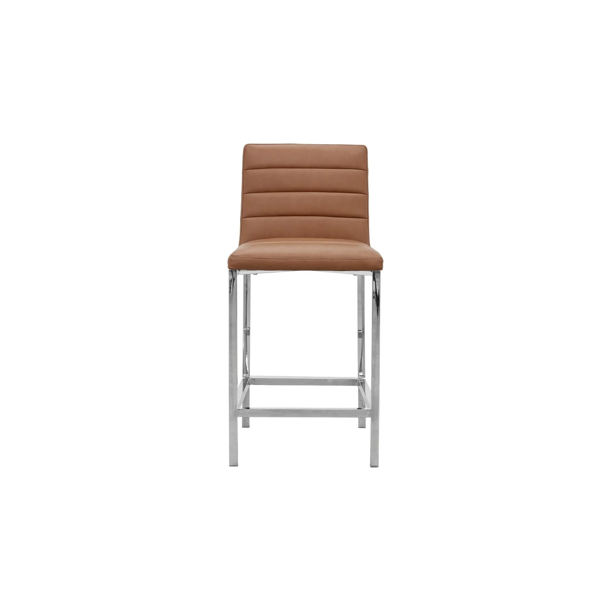 Amalfi Metal Back Counter Stool in Cognac Leather (Set of 2) - Image 3