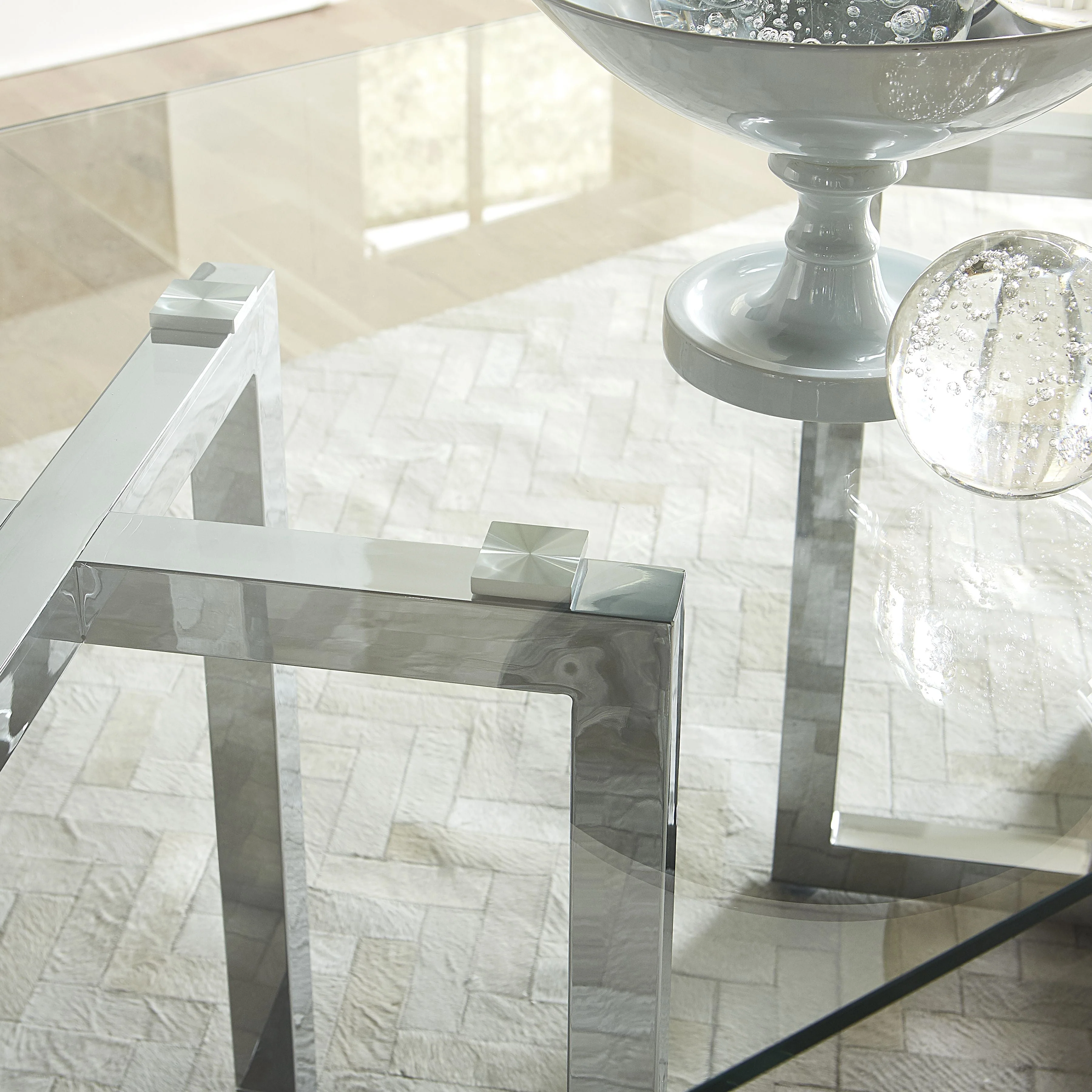Amalfi Rectangular Glass Top Dining Table - Image 2