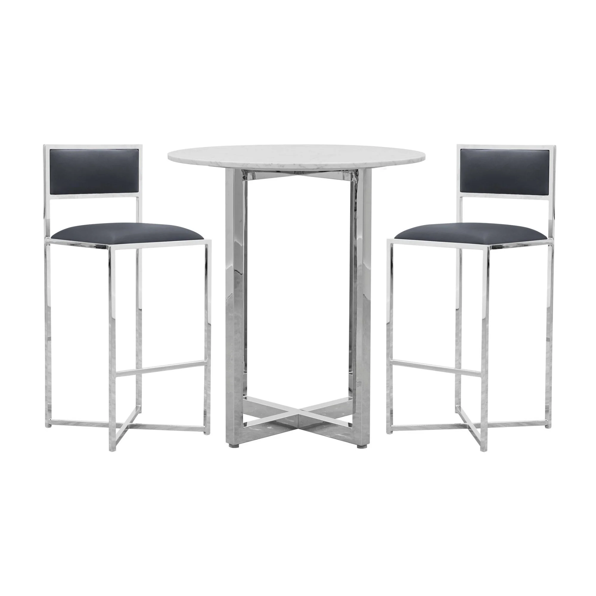 Amalfi X-Base Bar Stool in Cobalt Leather (Set of 2) - Image 5