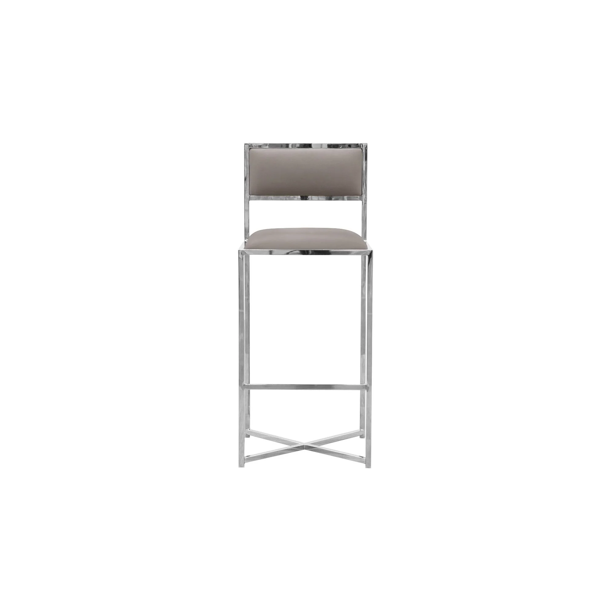 Amalfi X-Base Bar Stool in Taupe Leather (Set of 2) - Image 2