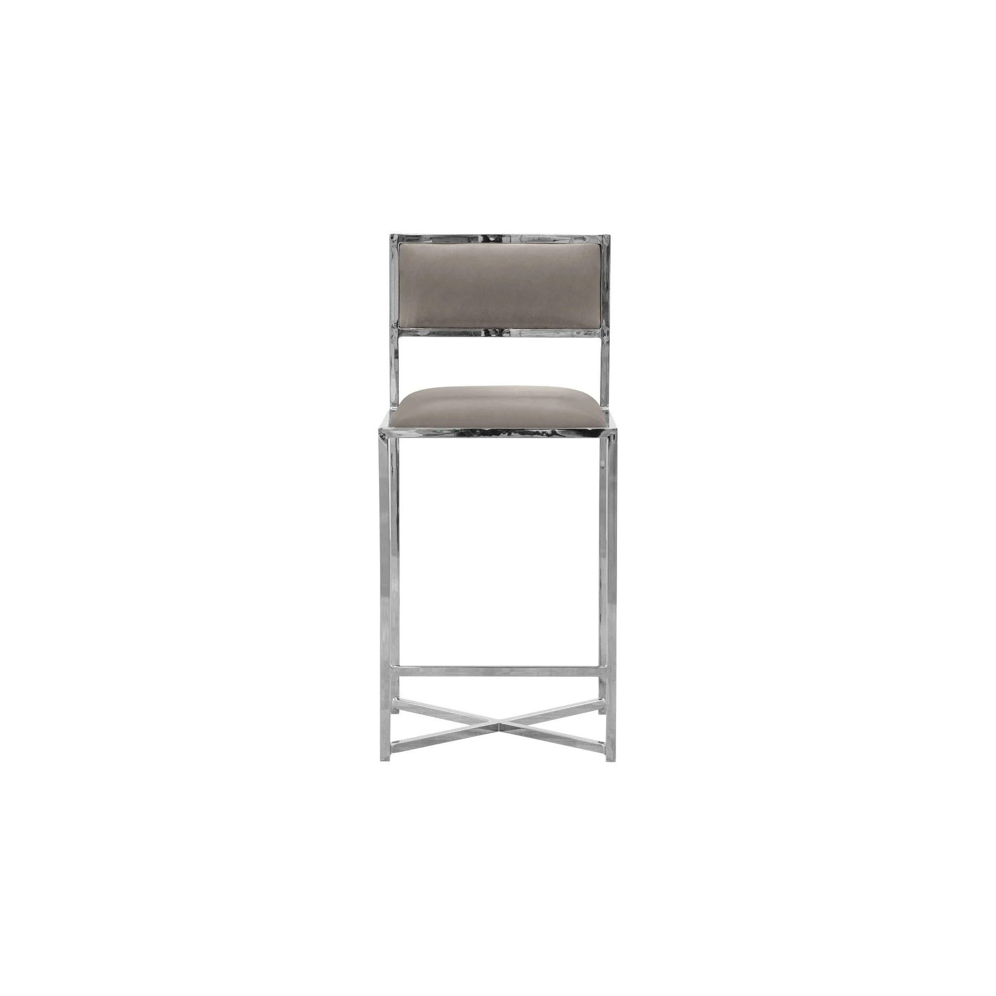 Amalfi X-Base Counter Stool in Taupe Leather (Set of 2) - Image 2
