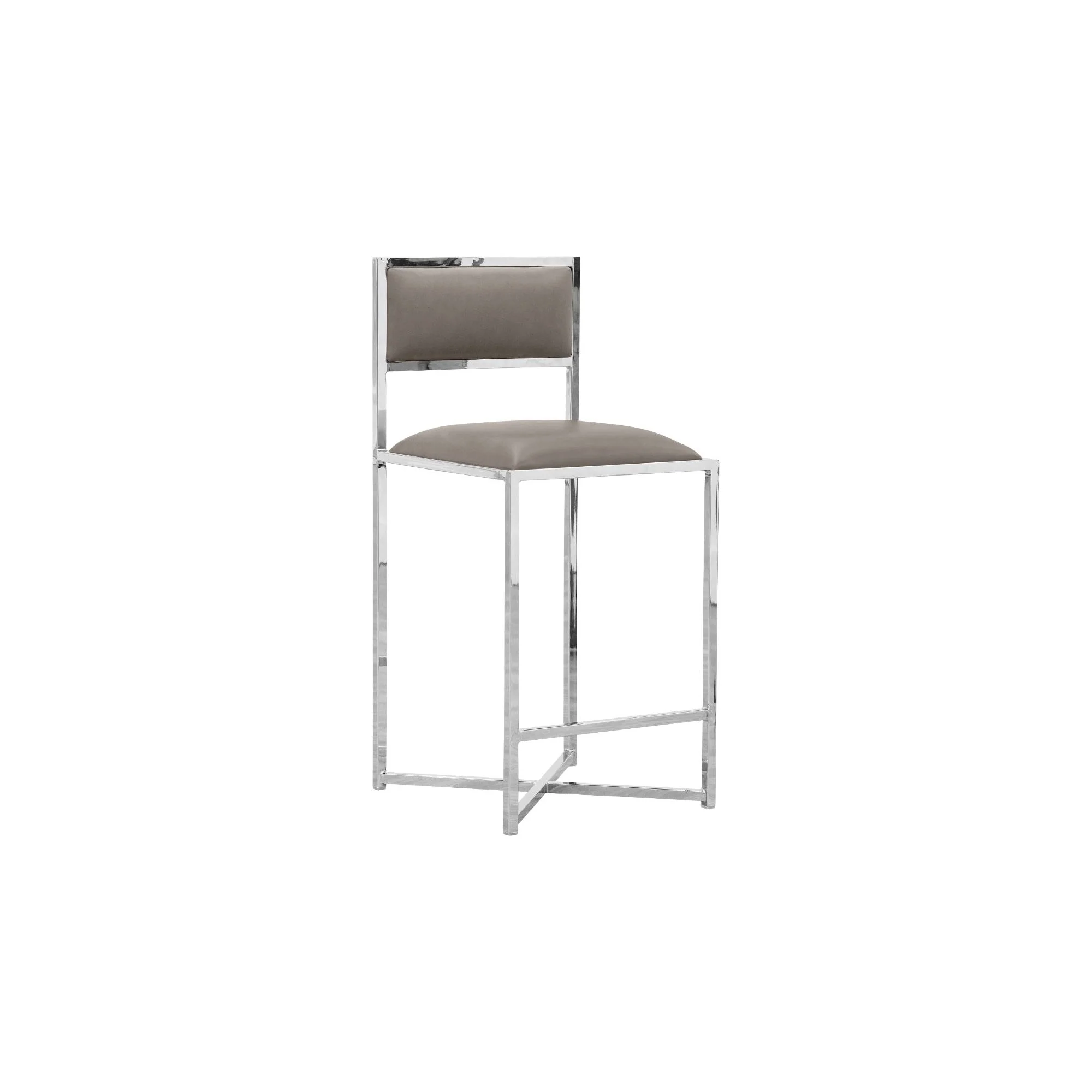 Amalfi X-Base Counter Stool in Taupe Leather (Set of 2) - Image 3