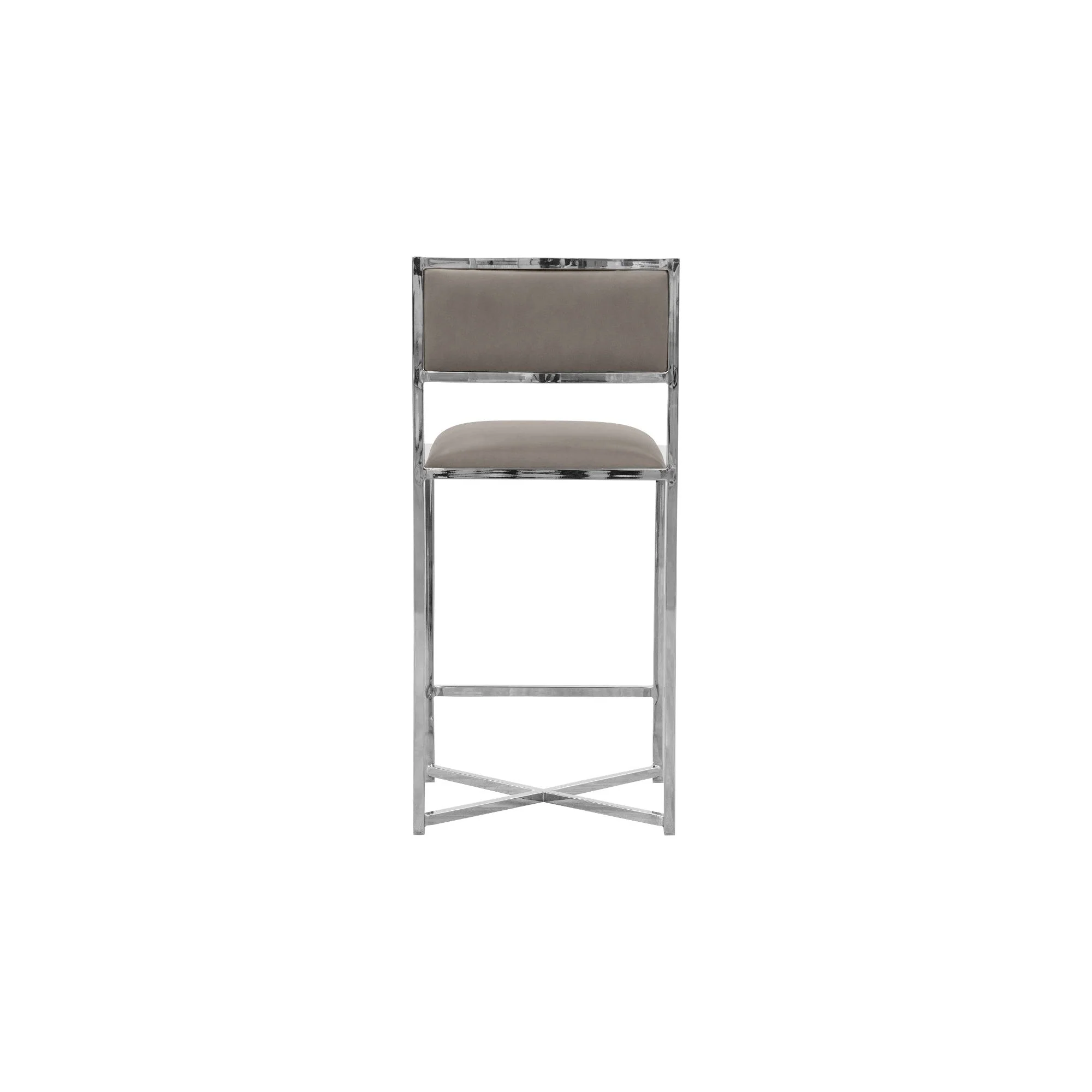 Amalfi X-Base Counter Stool in Taupe Leather (Set of 2) - Image 4